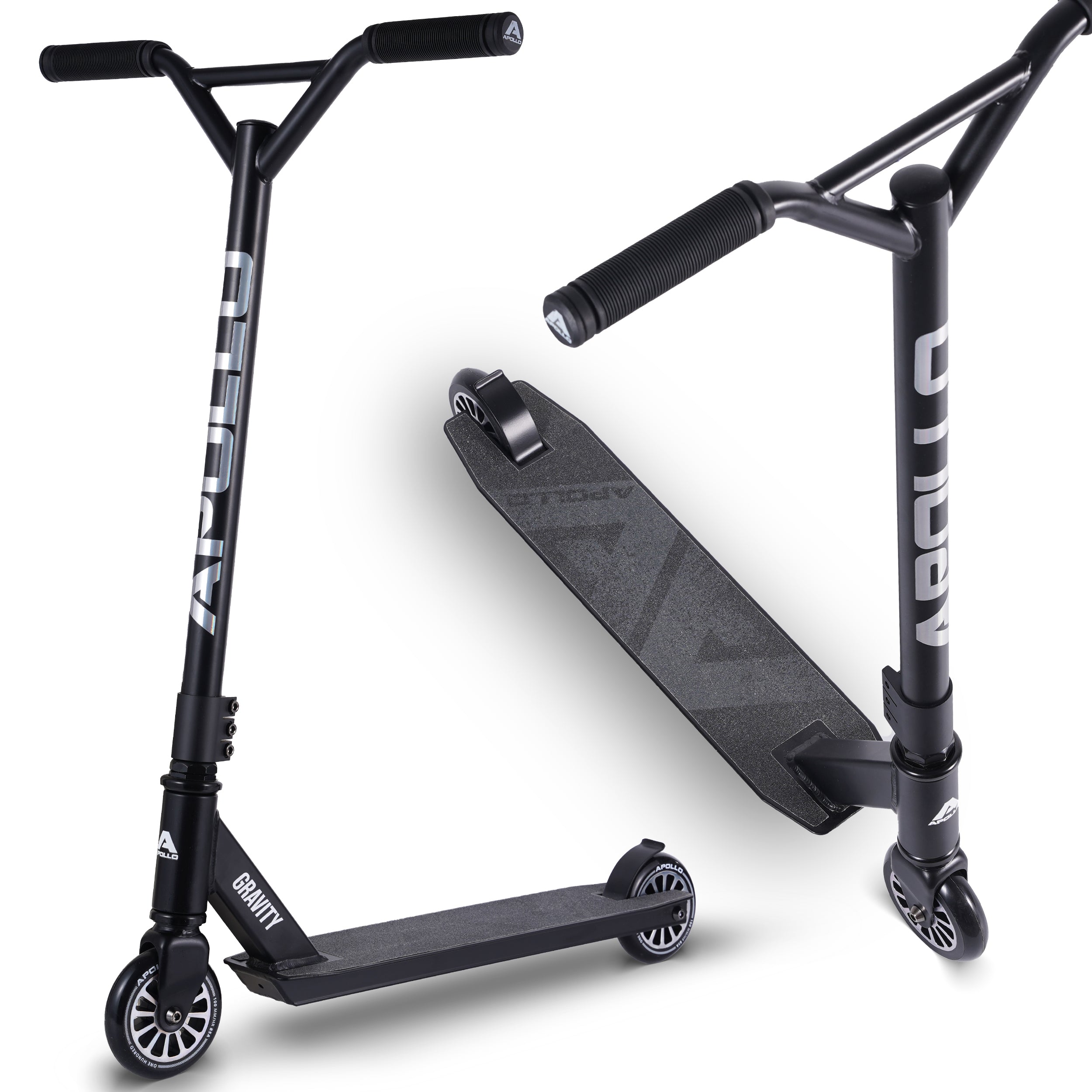 Apollo Funsport FR - Apollo Stunt Scooter Gravity - Trottinette fun pour enfants et adolescents - Noir brillant