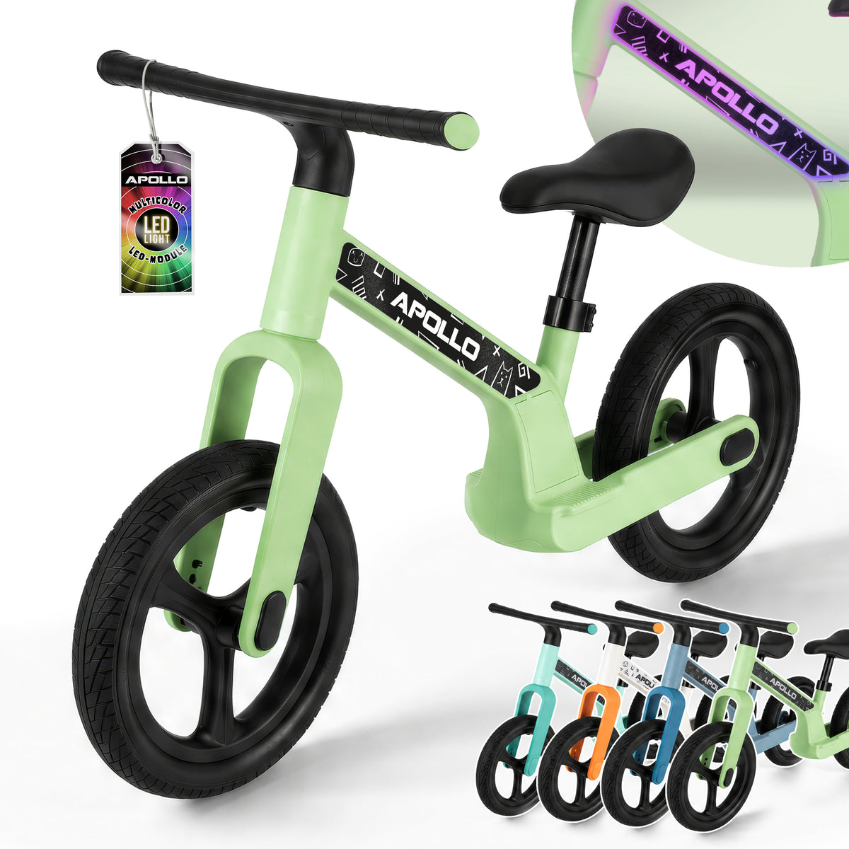Apollo Funsport France - Draisienne LED Trailbuddy pour enfants dès 2 ans – Draisienne 12 pouces avec éclairage - Vert