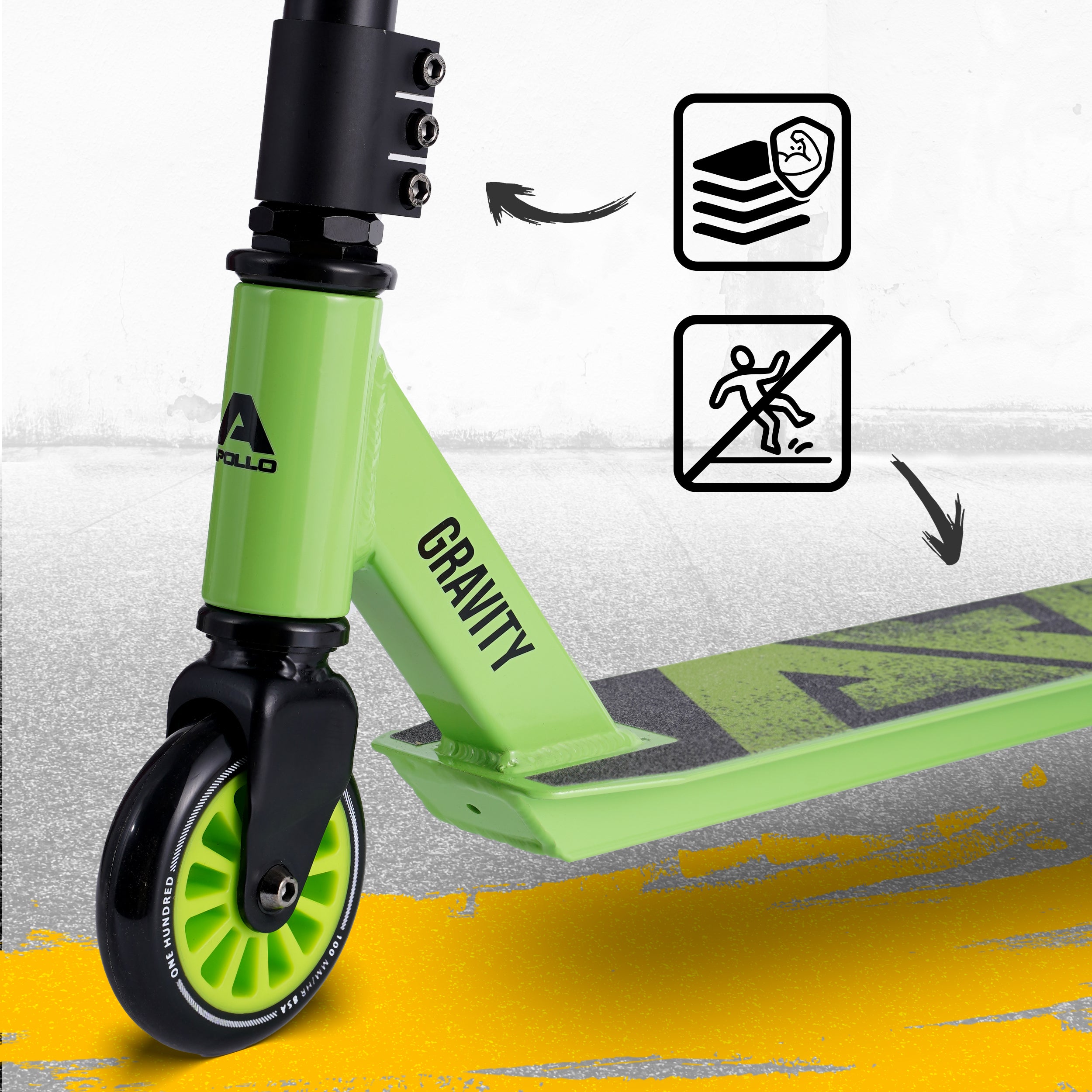 Apollo Funsport FR - Apollo Stunt Scooter Gravity - Trottinette fun pour enfants et adolescents - Vert