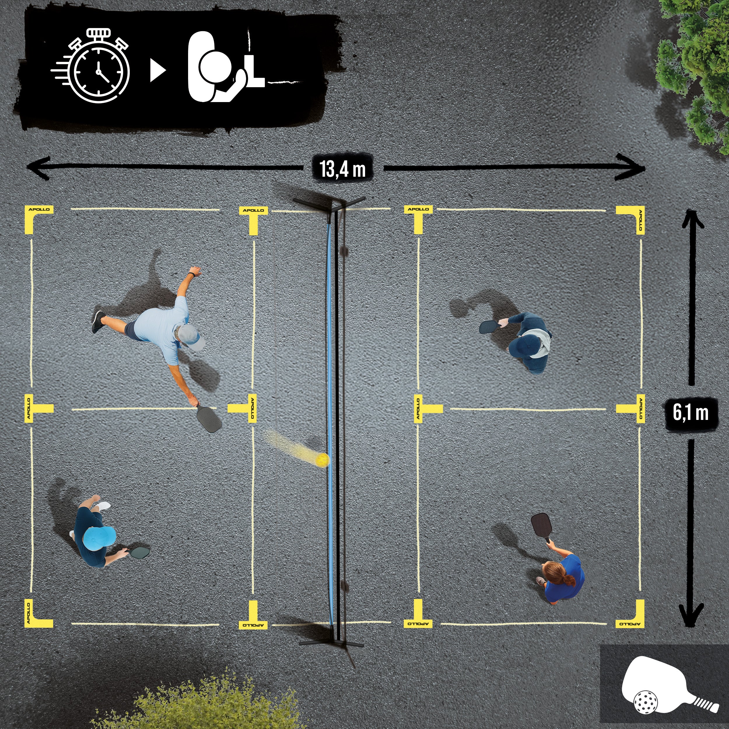 Apollo Funsport France - Apollo Court Marker Set - Kit de marquage de sol tout-en-un pour la précision et la polyvalence -