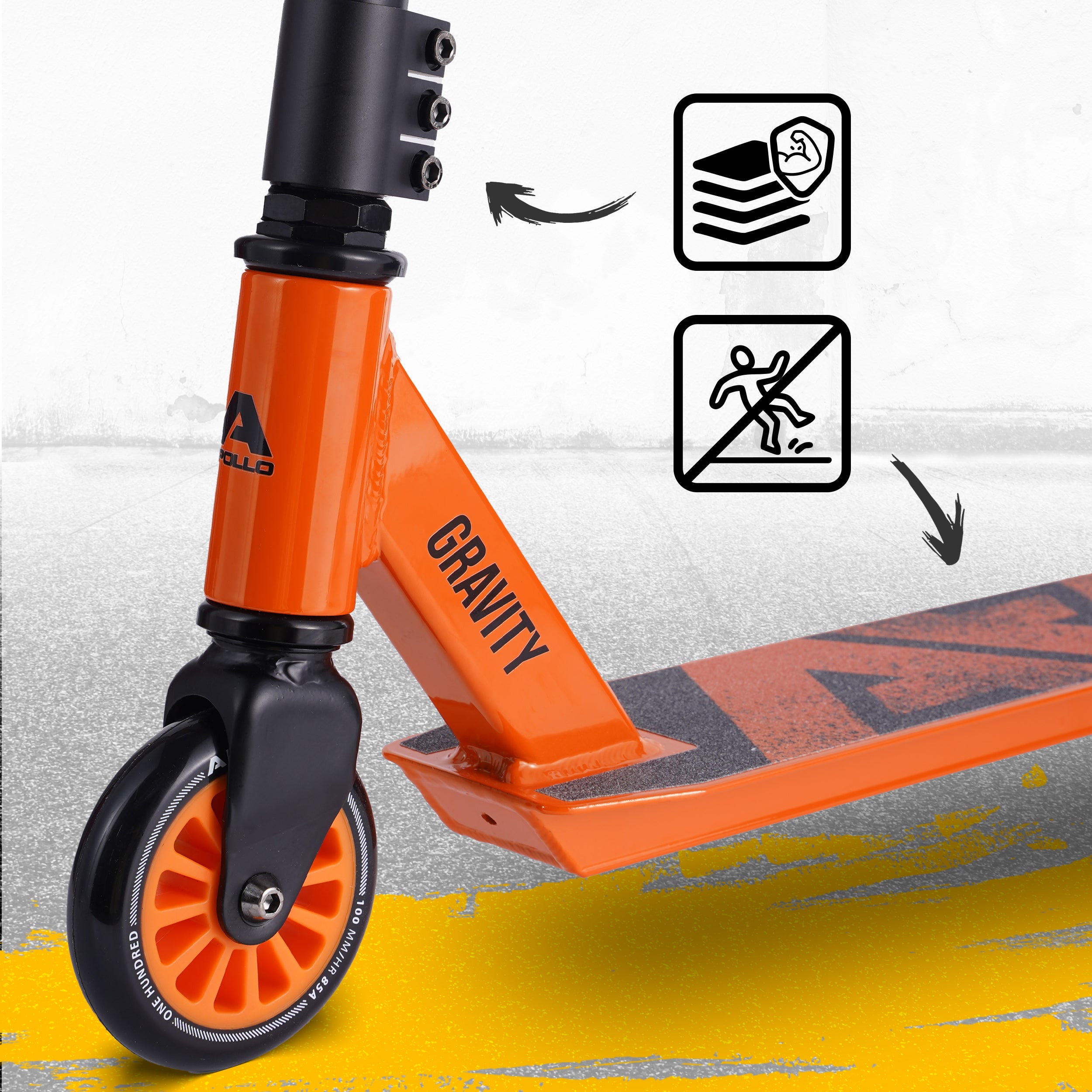 Apollo Funsport FR - Apollo Stunt Scooter Gravity - Trottinette fun pour enfants et adolescents - Orange