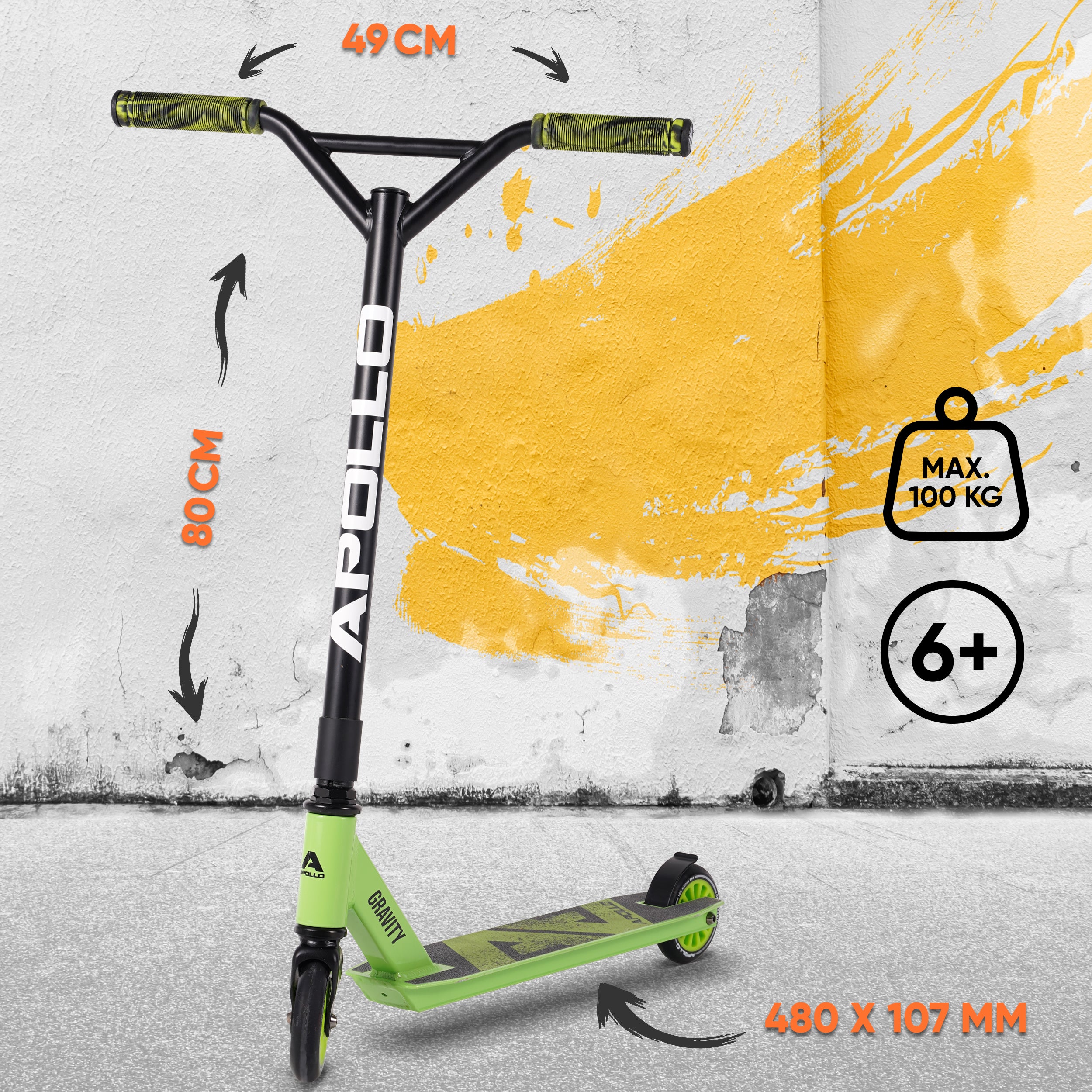 Apollo Funsport FR - Apollo Stunt Scooter Gravity - Trottinette fun pour enfants et adolescents - Vert