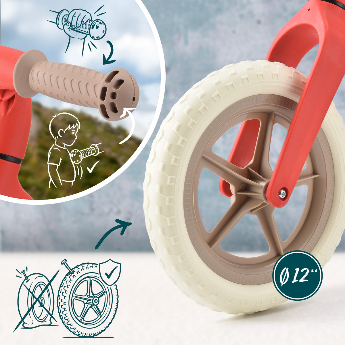 Apollo Funsport France - Draisienne Trailbuddy dès 2 ans – Draisienne enfant 12 pouces - Rouge