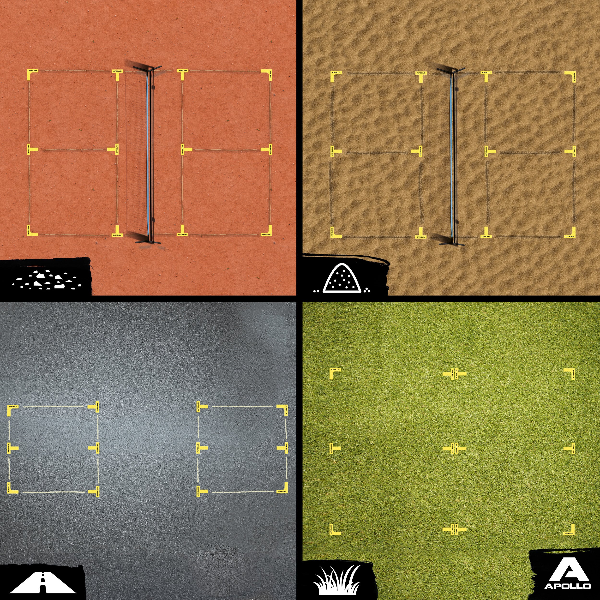 Apollo Funsport France - Apollo Court Marker Set - Kit de marquage de sol tout-en-un pour la précision et la polyvalence -