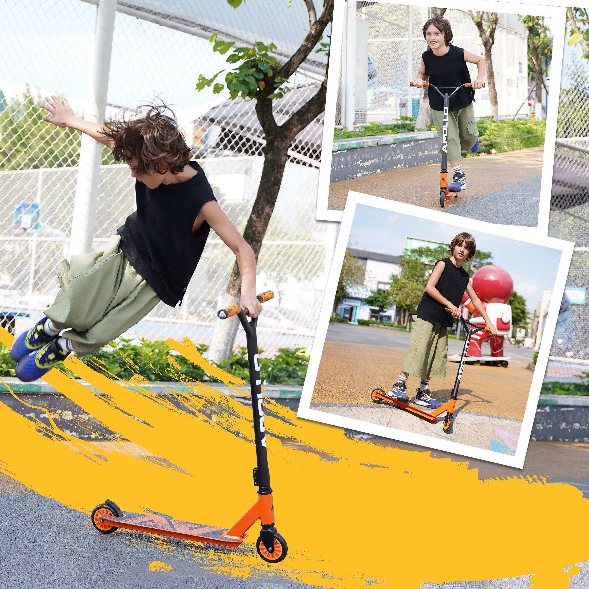 Apollo Funsport FR - Apollo Stunt Scooter Gravity - Trottinette fun pour enfants et adolescents - Orange
