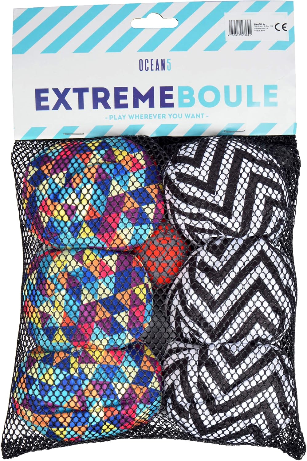 Apollo Funsport France - Ocean 5 Extreme Boule – Set de boules souples - Triangel ZicZac - Couleur : noir blanc