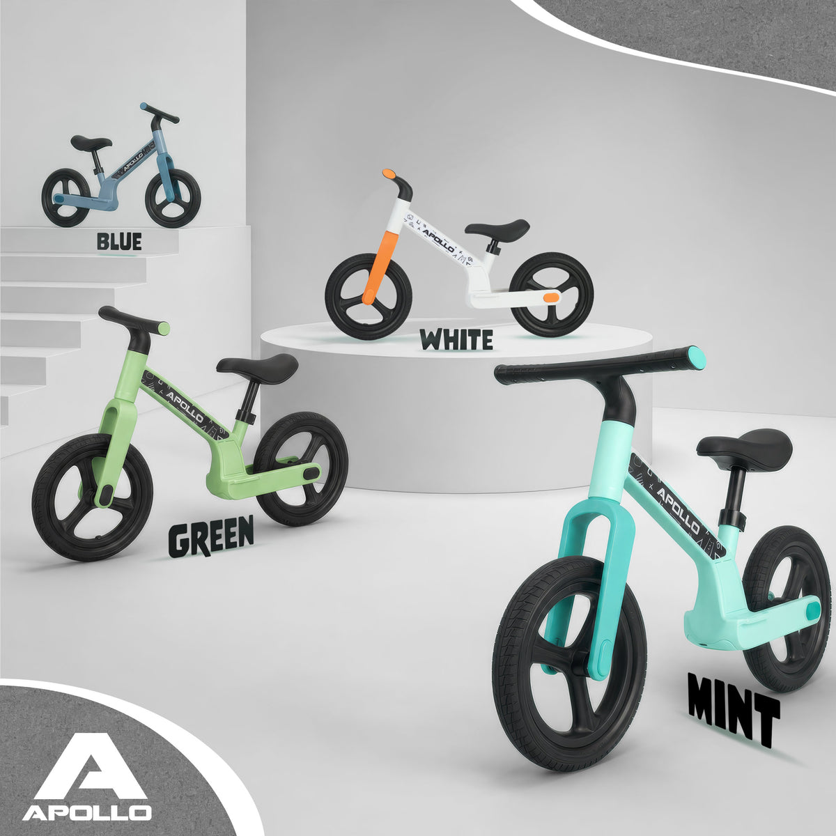 Apollo Funsport France - Draisienne LED Trailbuddy pour enfants dès 2 ans – Draisienne 12 pouces avec éclairage - Blanc