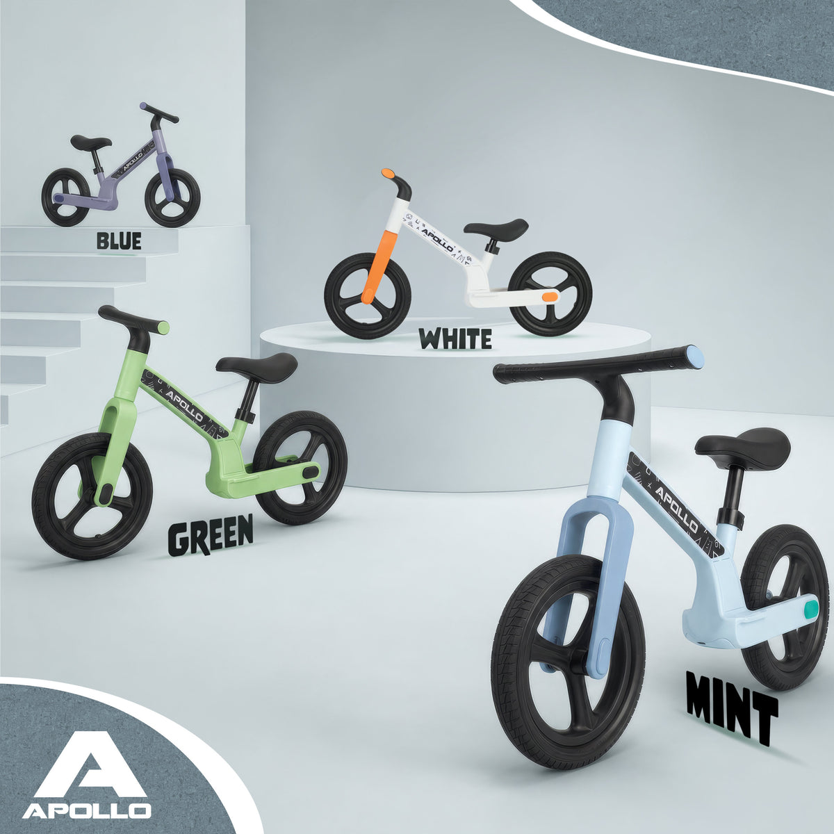 Apollo Funsport France - Draisienne LED Trailbuddy pour enfants dès 2 ans – Draisienne 12 pouces avec éclairage - Bleu