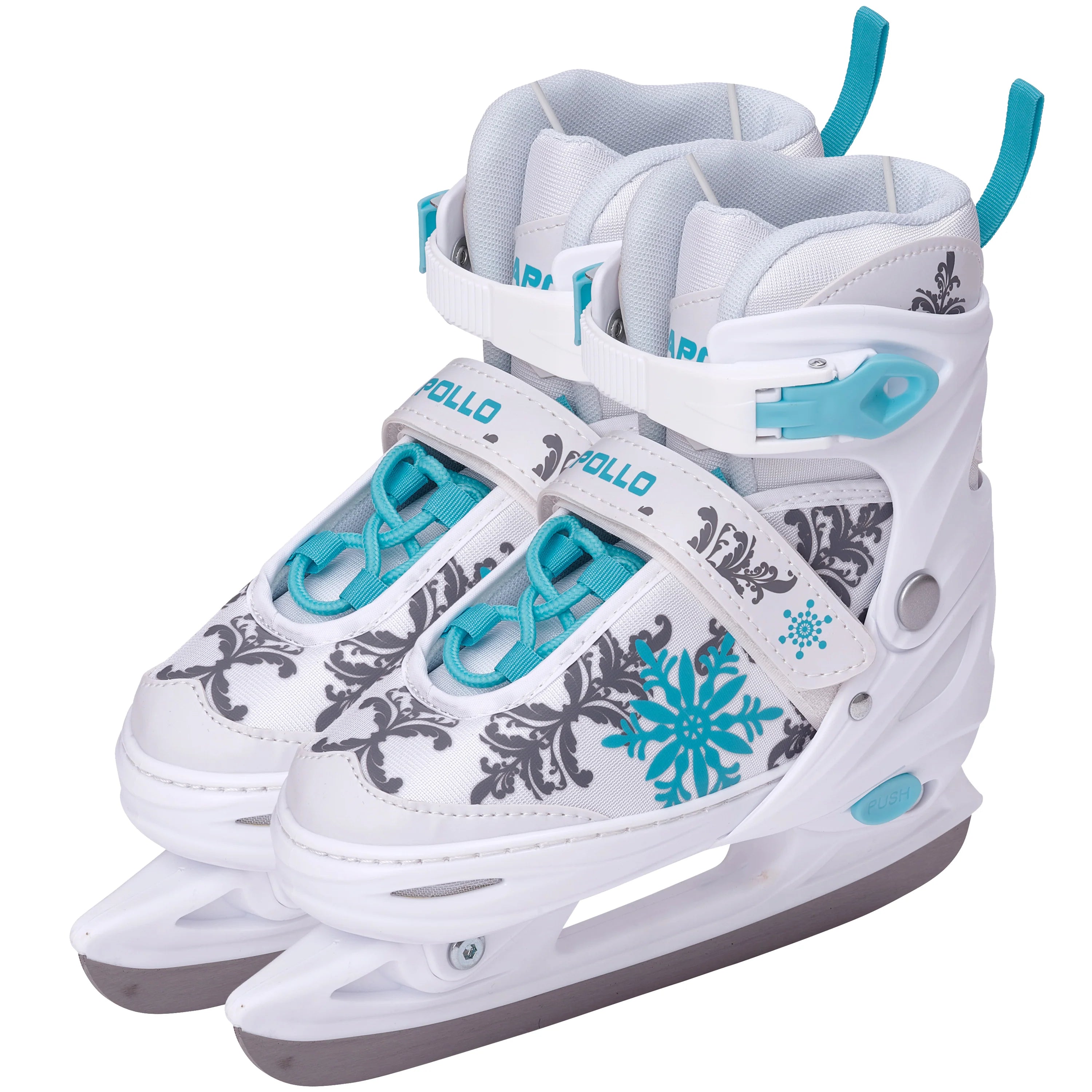 Apollo - Patins à glace femme X Pro - pointure ajustable - Blanc/Menthe - L (39-42)
