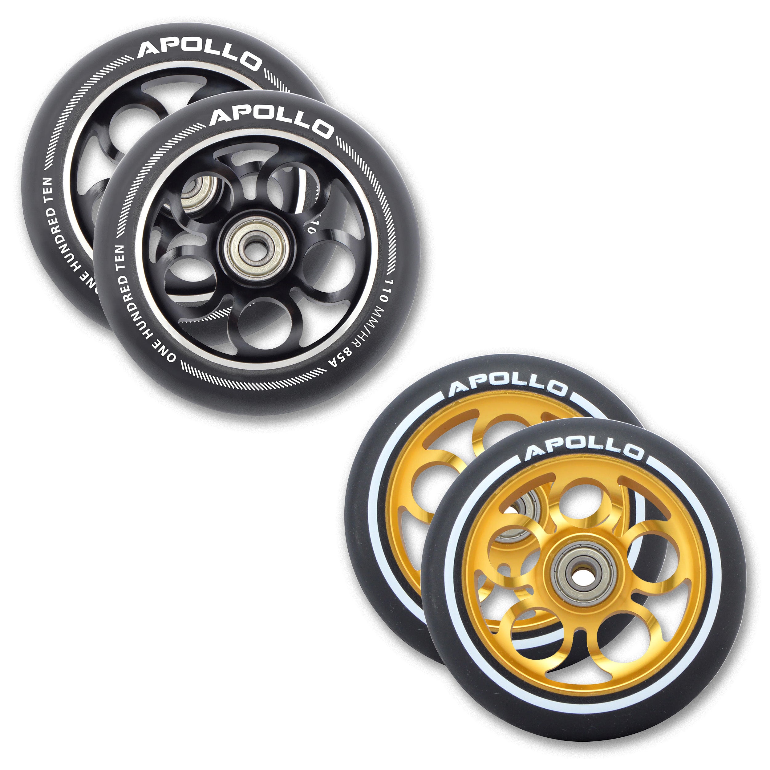 Apollo - Kit de roues de rechange pour trottinette freestyle Pro Wheels 110mm - roulements ABEC9 -