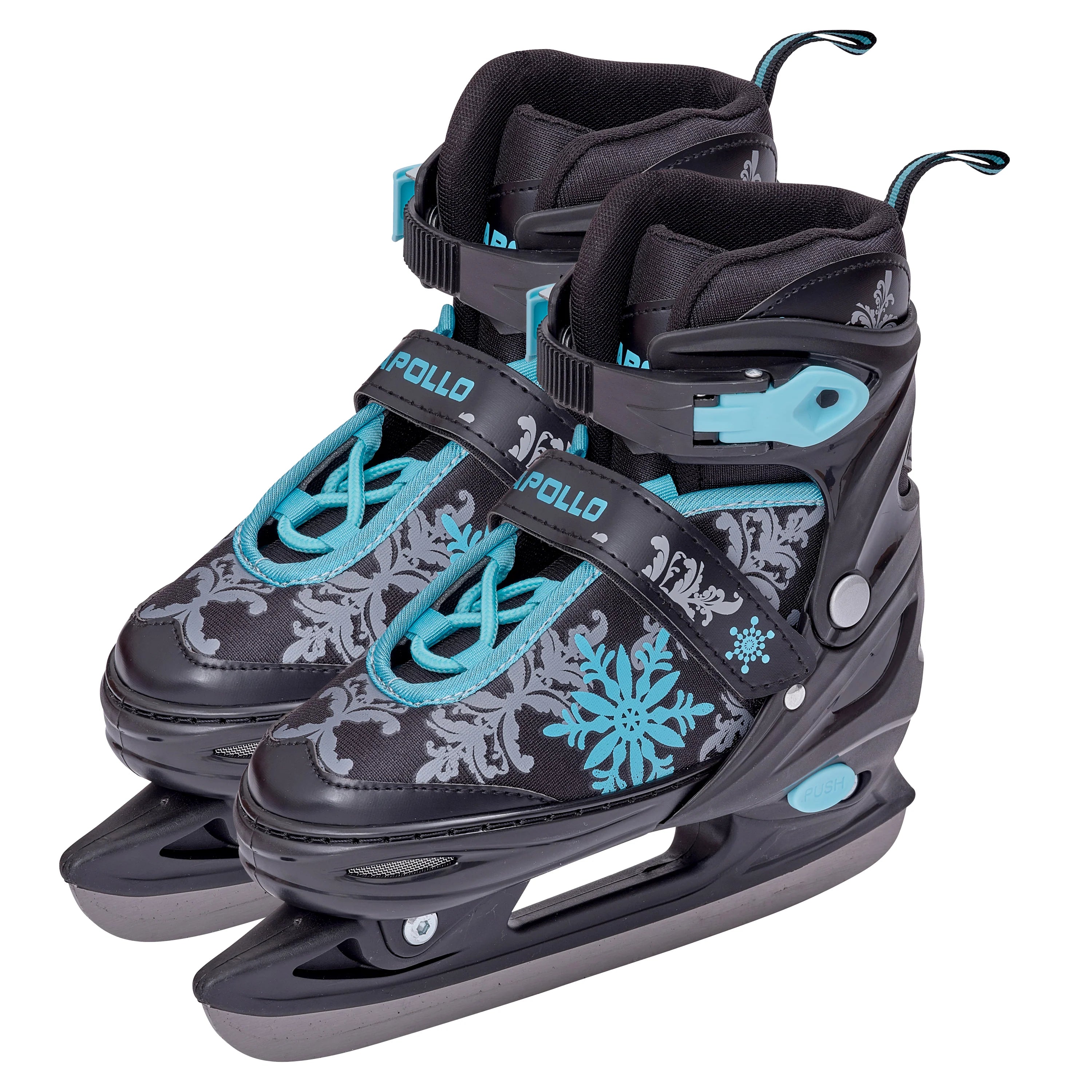 Apollo - Patins à glace femme X Pro - pointure ajustable - Noir/Menthe - L (39-42)