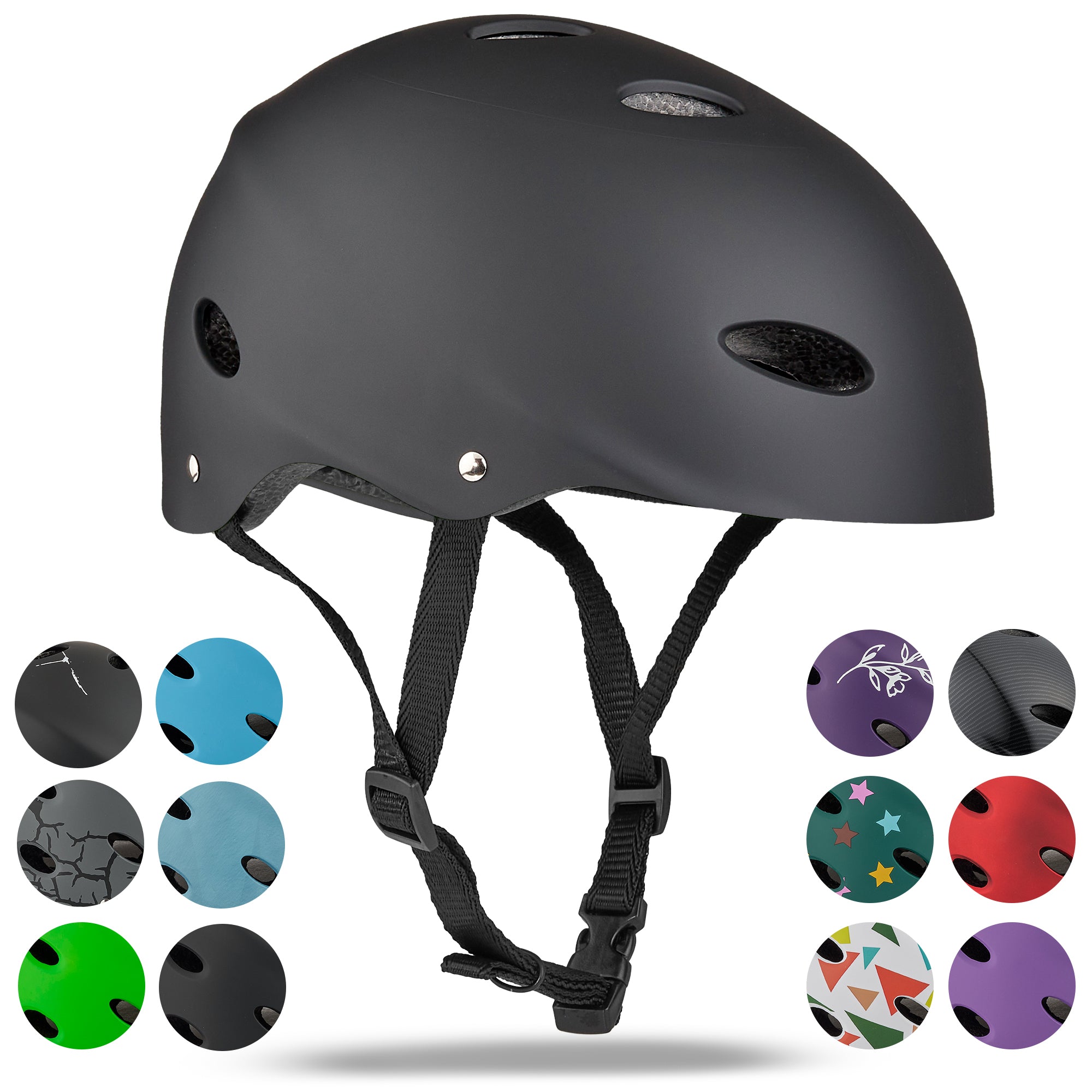 Apollo - Casque réglable pour skate et vélo - Black