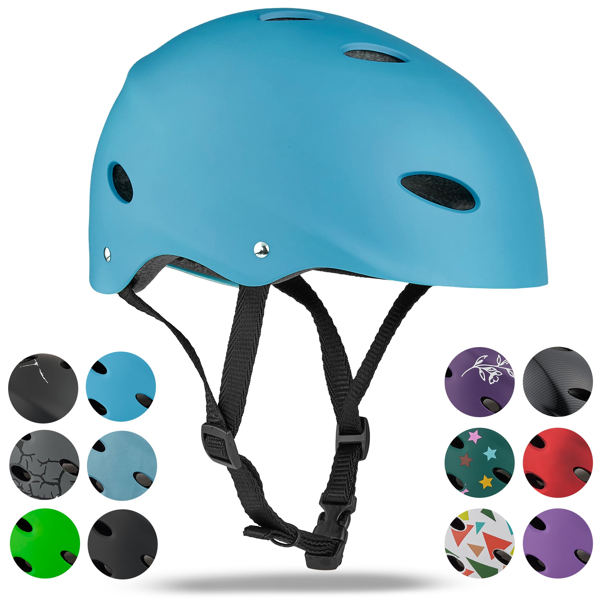 Apollo - Casque réglable pour skate et vélo - Light Blue (Uni)