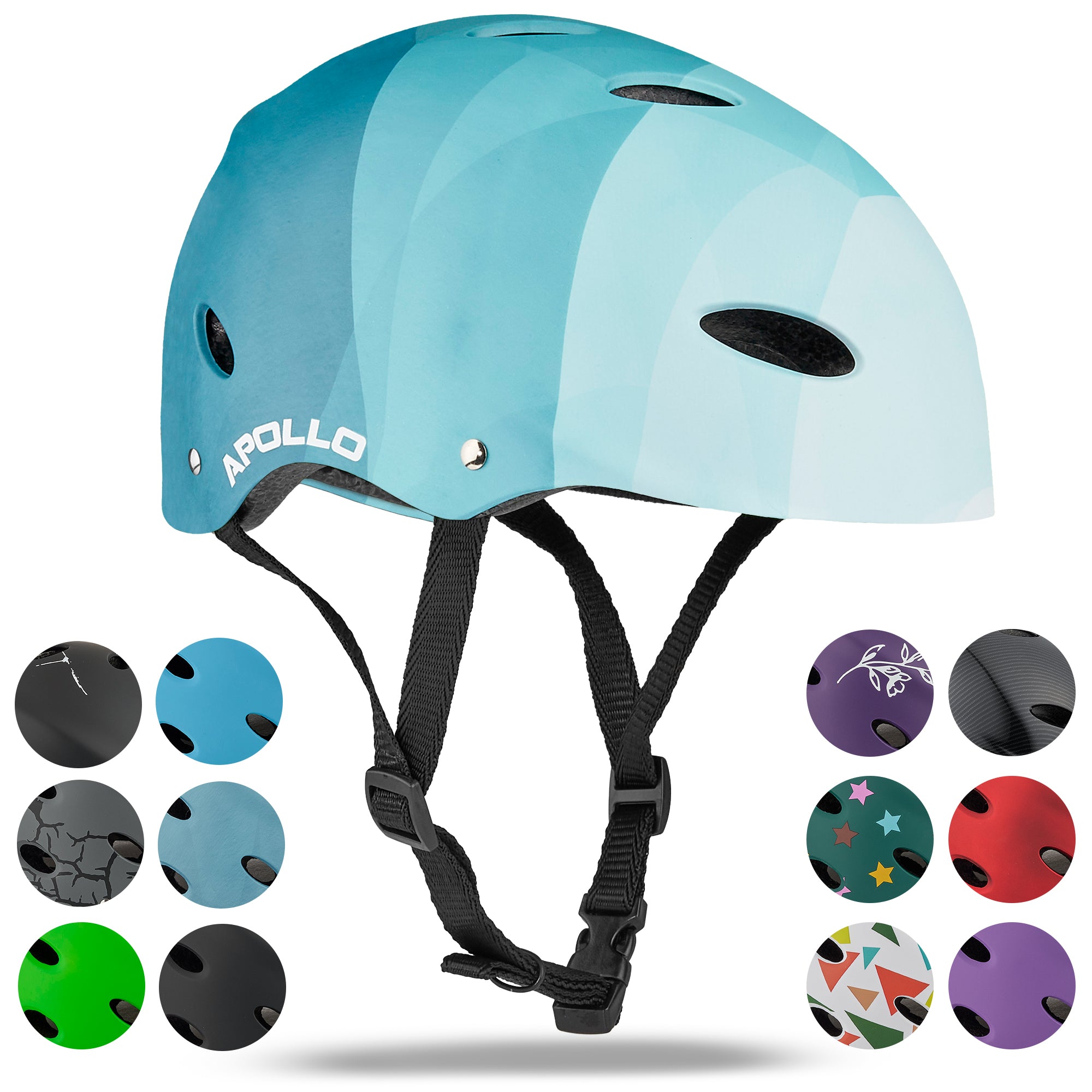 Apollo - Casque réglable pour skate et vélo - Blue Wave