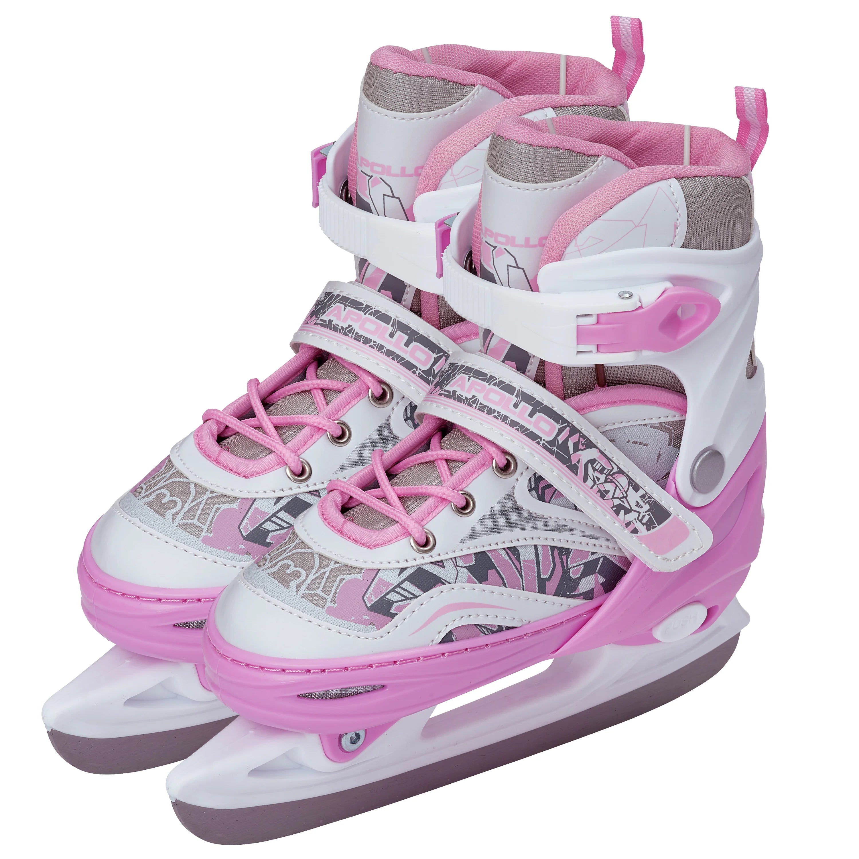 Apollo - Patins à glace femme X Pro - pointure ajustable - Blanc/Rose - L (39-42)