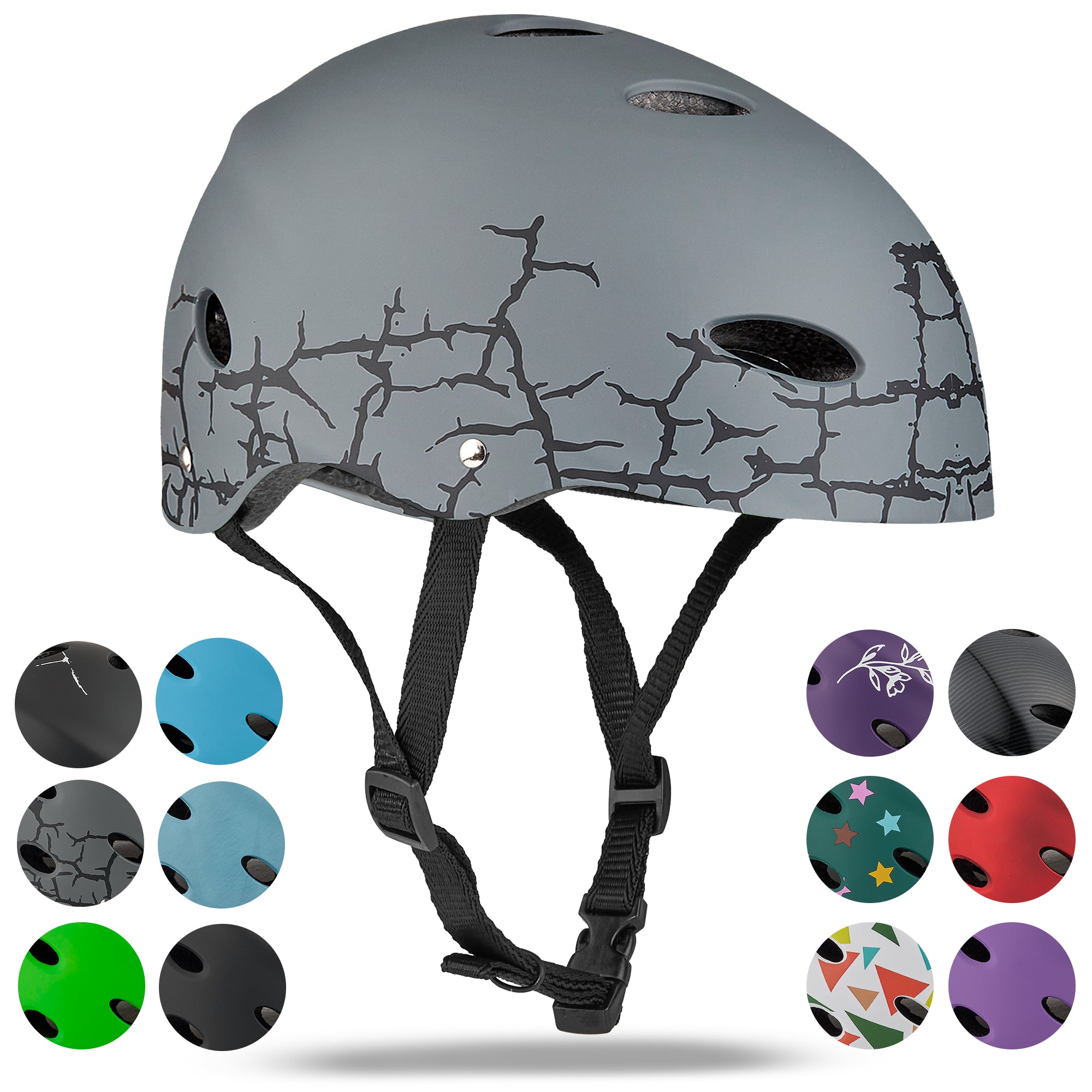 Apollo - Casque réglable pour skate et vélo - Cracked