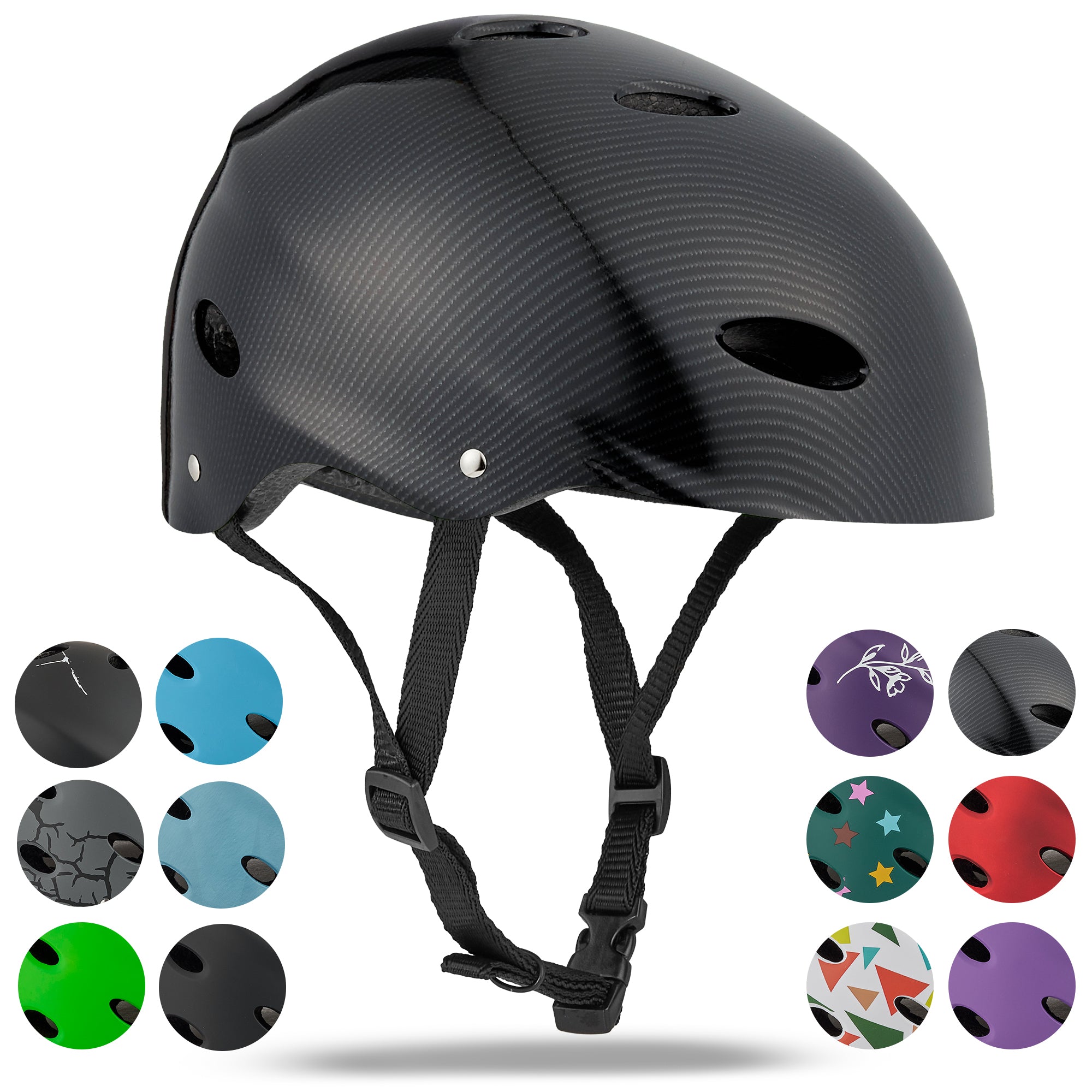 Apollo - Casque réglable pour skate et vélo - Dark Carbon