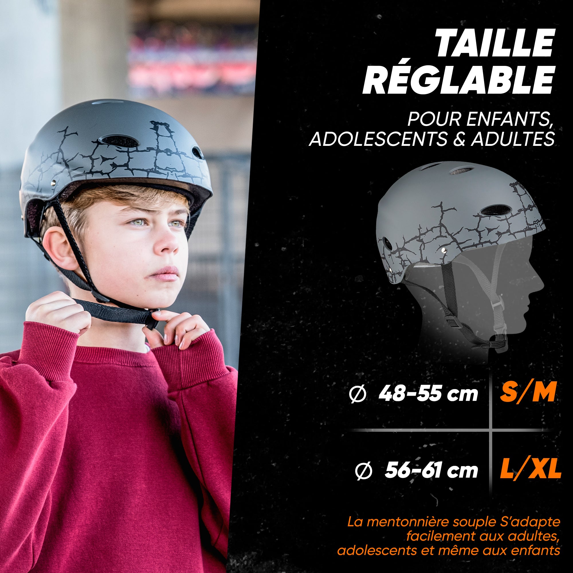 Apollo - Casque réglable pour skate et vélo - Cracked