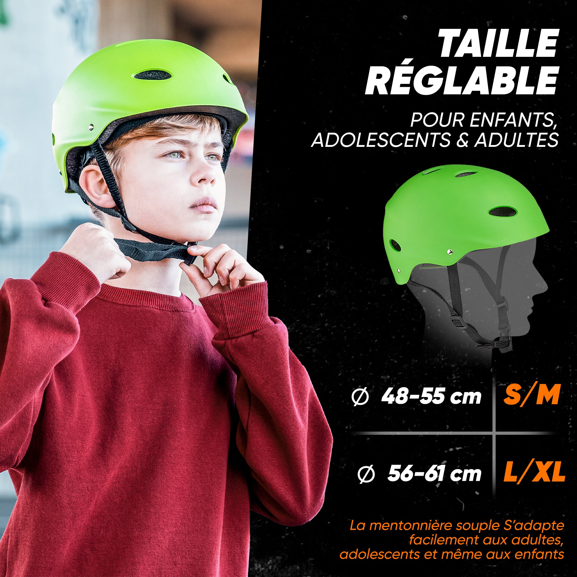 Apollo - Casque réglable pour skate et vélo - Green (Uni)