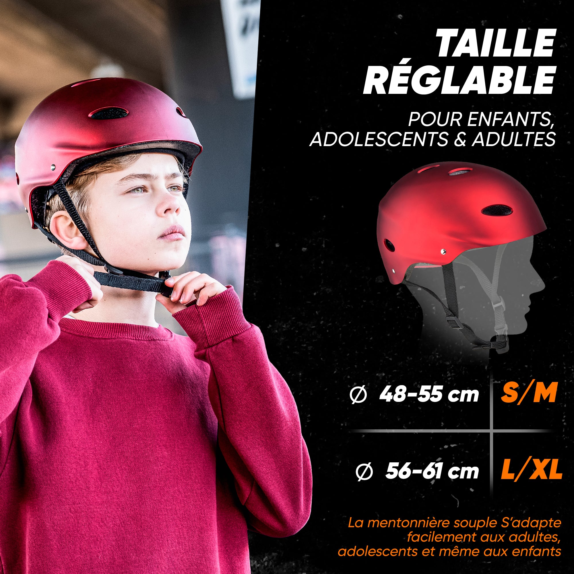 Apollo - Casque réglable pour skate et vélo - Liquid Red