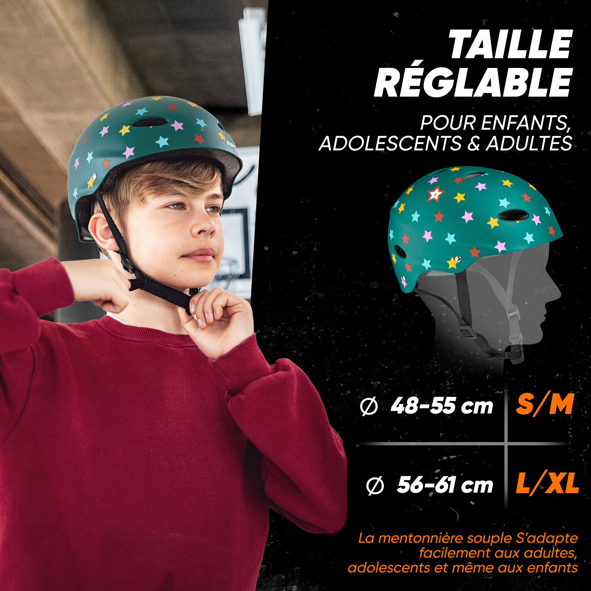 Apollo - Casque réglable pour skate et vélo - Triangle