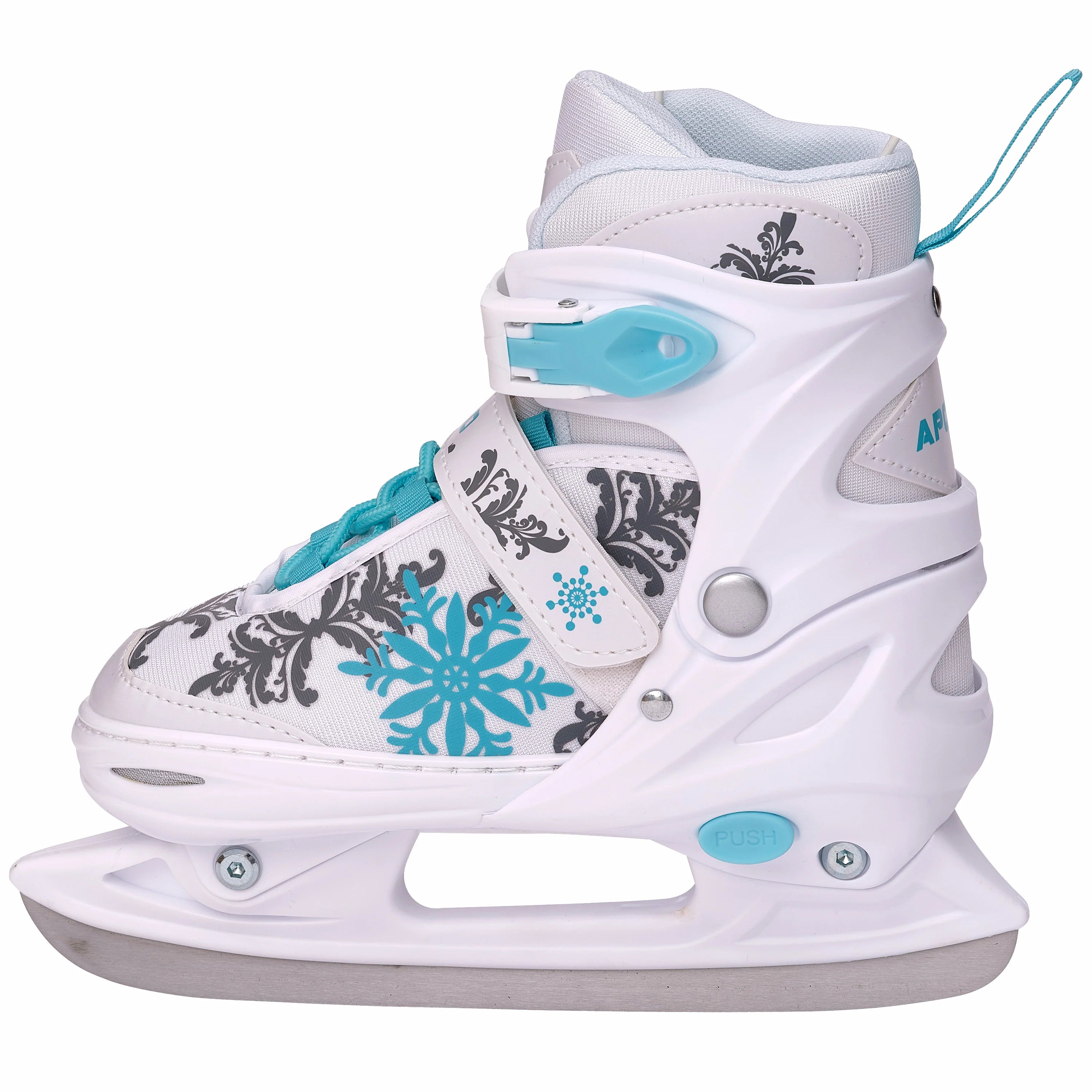 Apollo - Patins à glace femme X Pro - pointure ajustable - Blanc/Menthe - L (39-42)