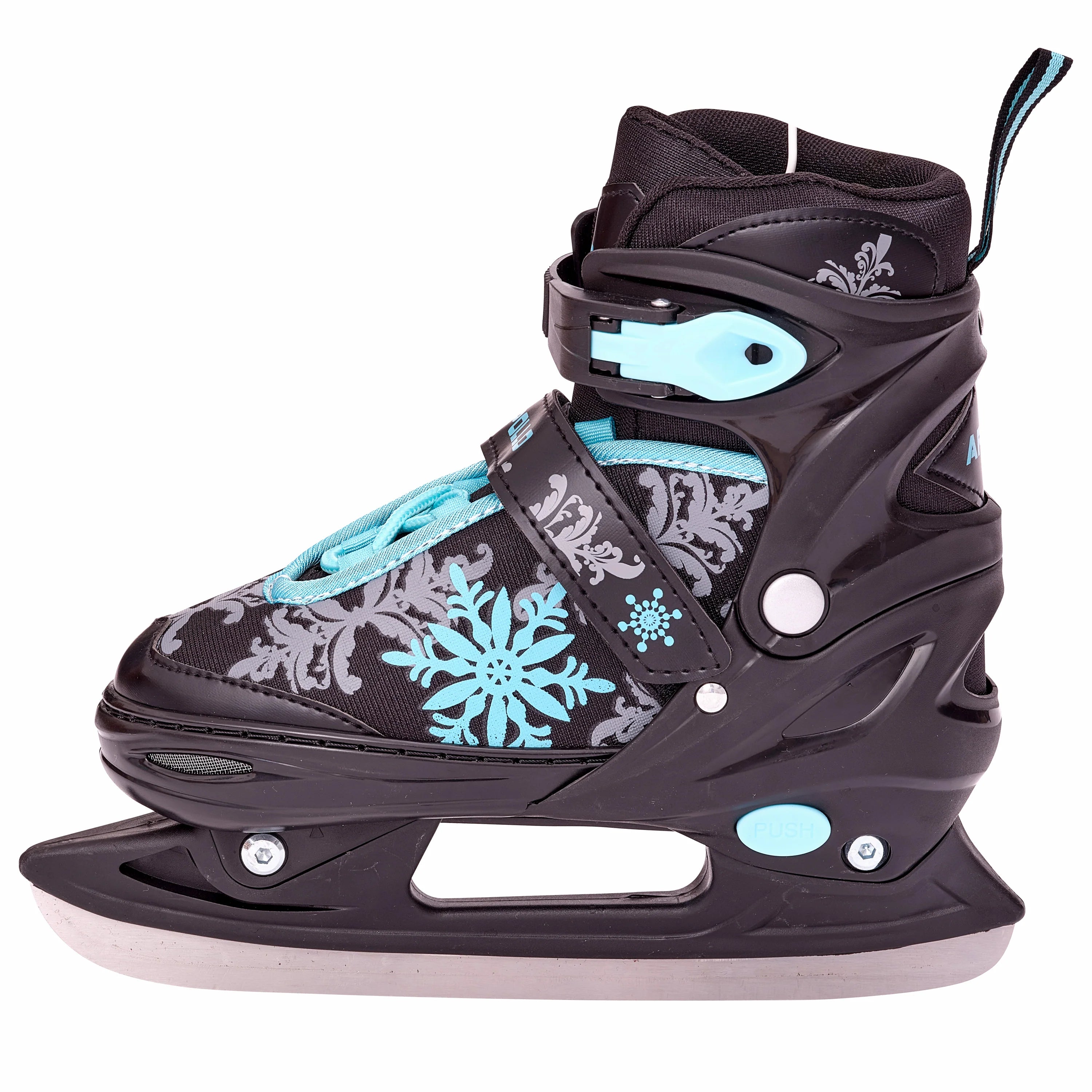 Apollo - Patins à glace femme X Pro - pointure ajustable - Noir/Menthe - L (39-42)