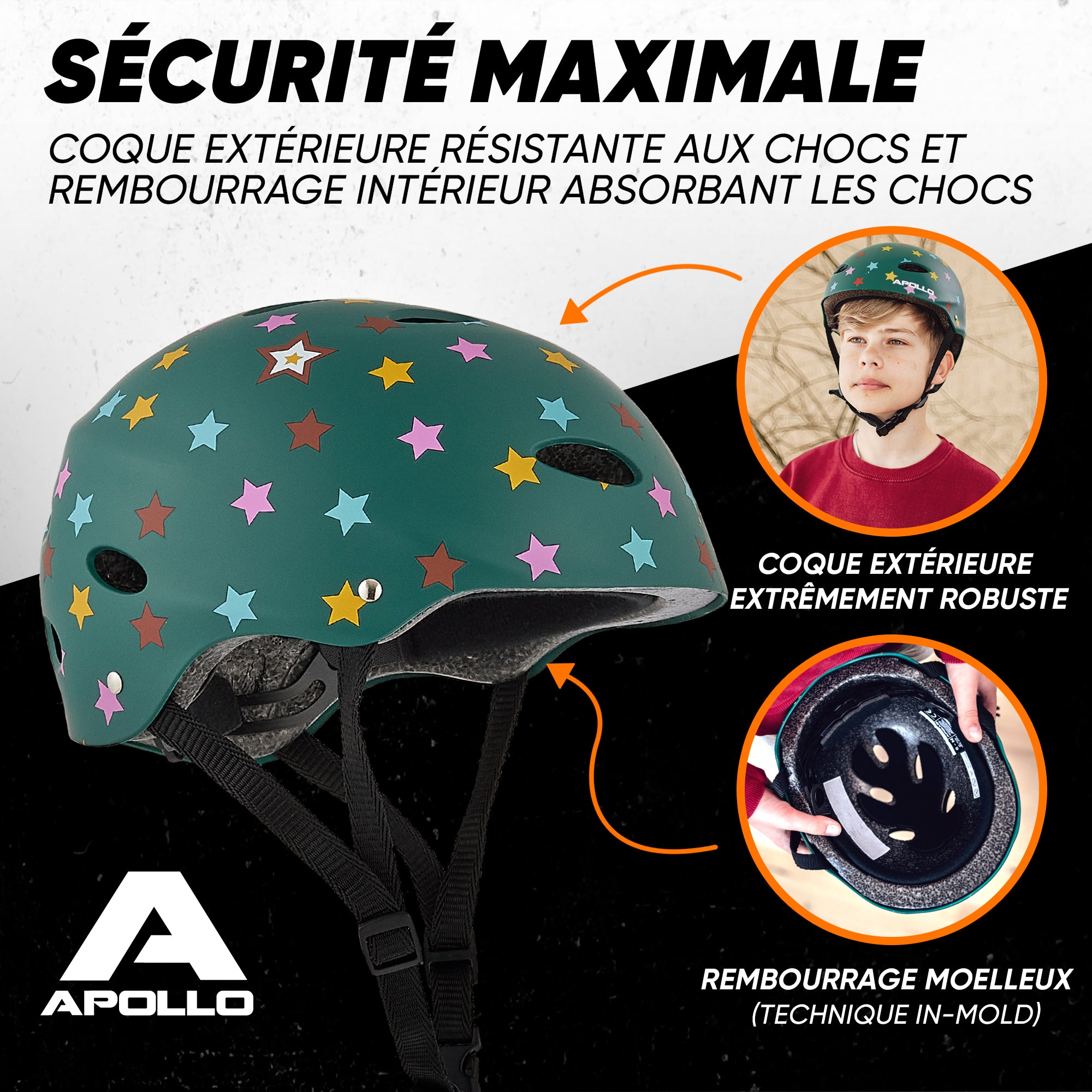 Apollo - Casque réglable pour skate et vélo - Purple Flower