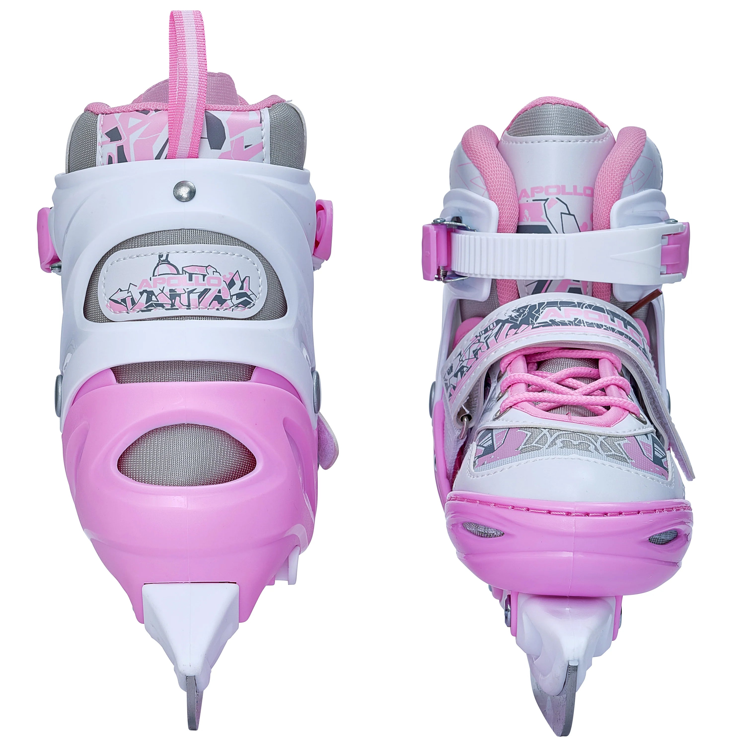 Apollo - Patins à glace femme X Pro - pointure ajustable - Blanc/Rose - L (39-42)