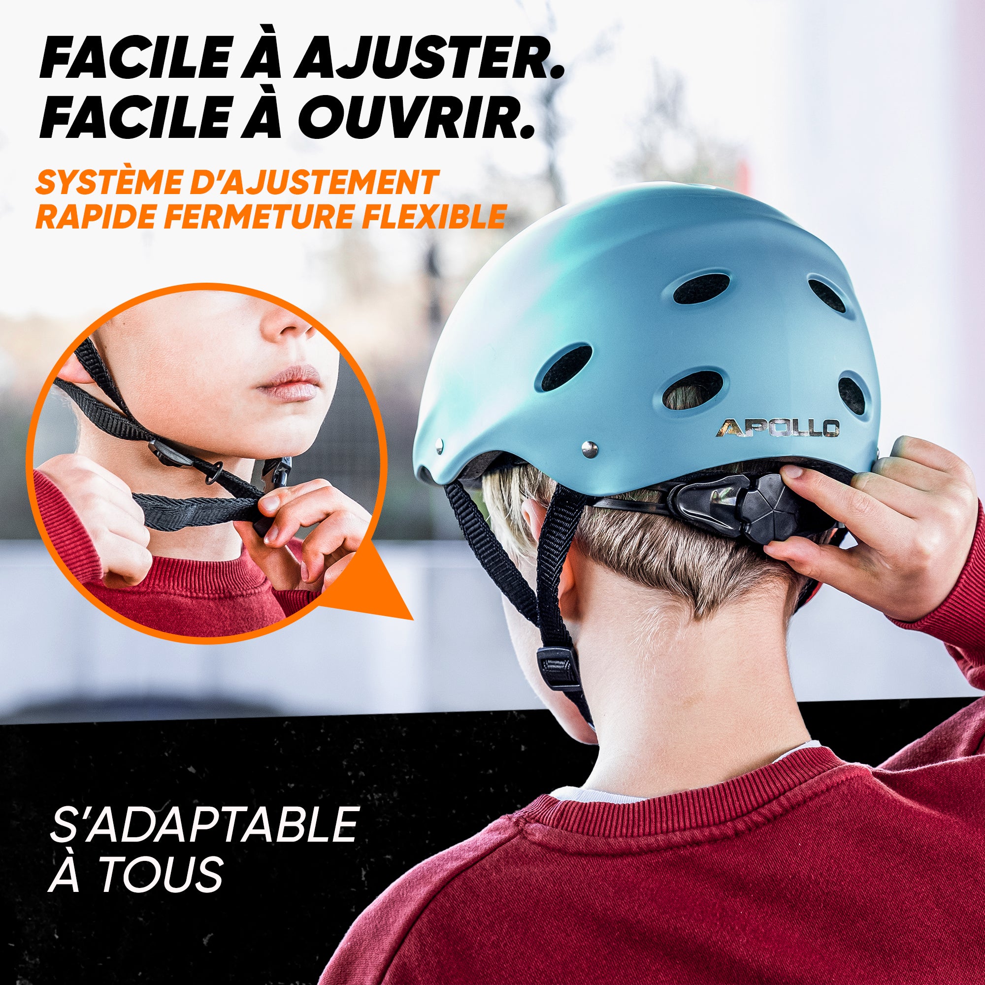 Apollo - Casque réglable pour skate et vélo - Light Blue (Uni)