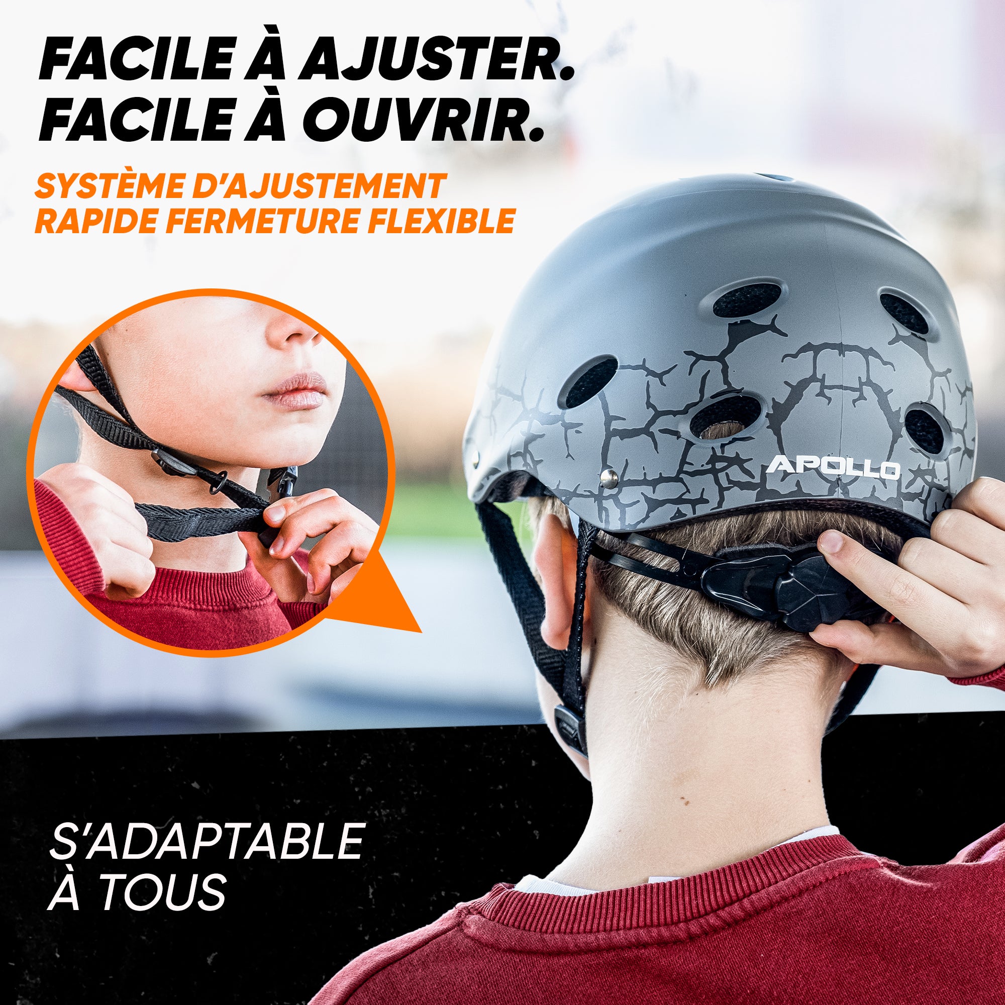 Apollo - Casque réglable pour skate et vélo - Cracked