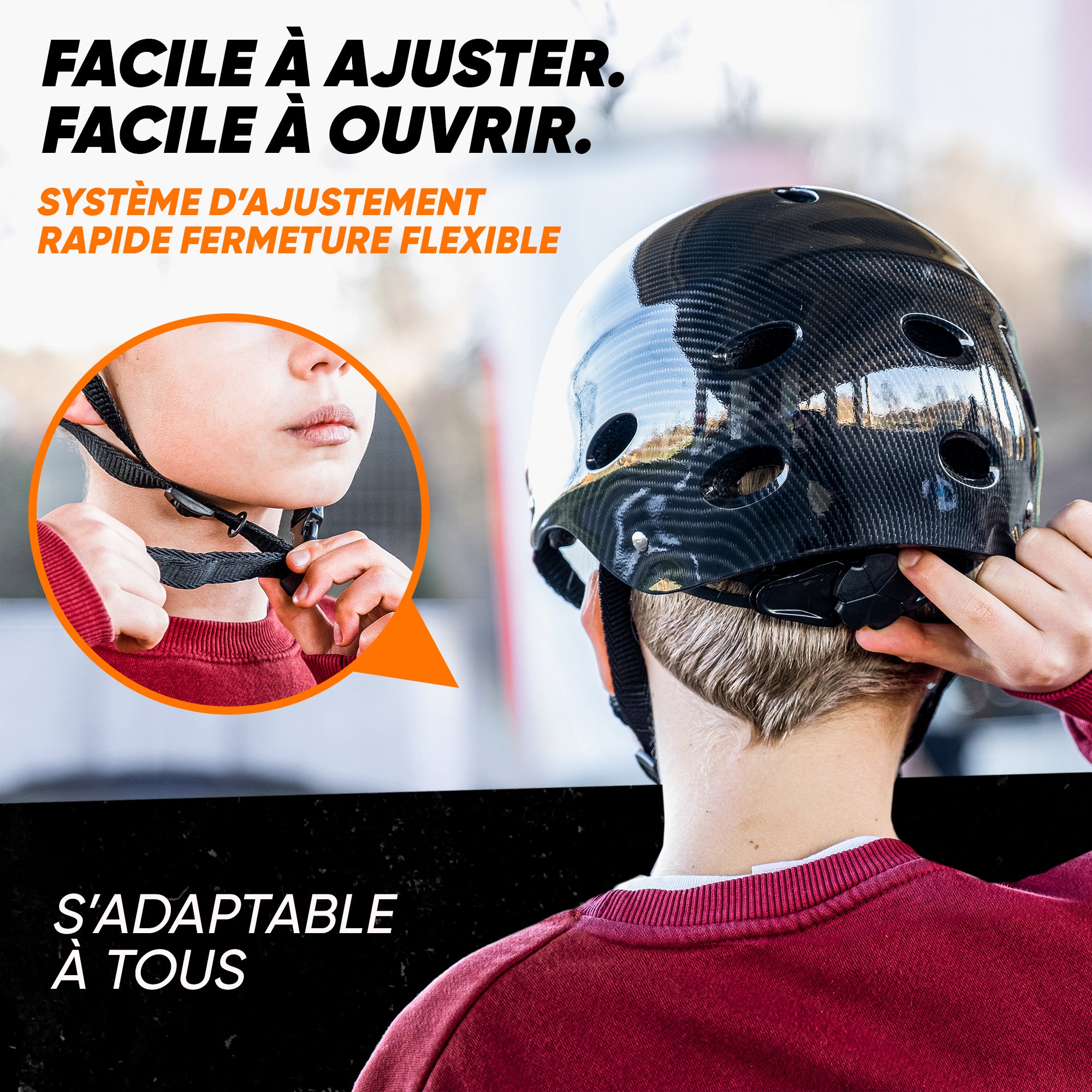 Apollo - Casque réglable pour skate et vélo - Dark Carbon