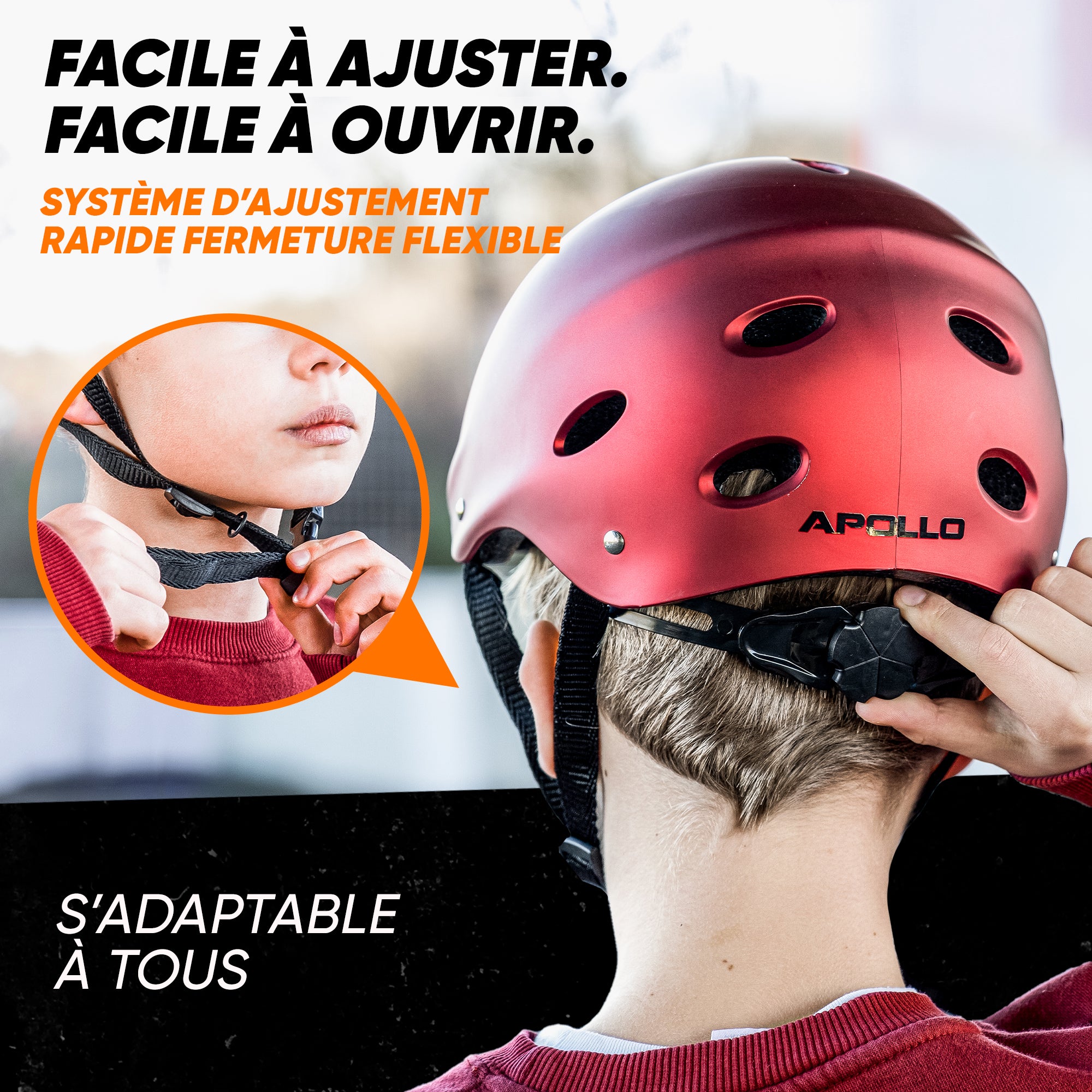 Apollo - Casque réglable pour skate et vélo - Liquid Red