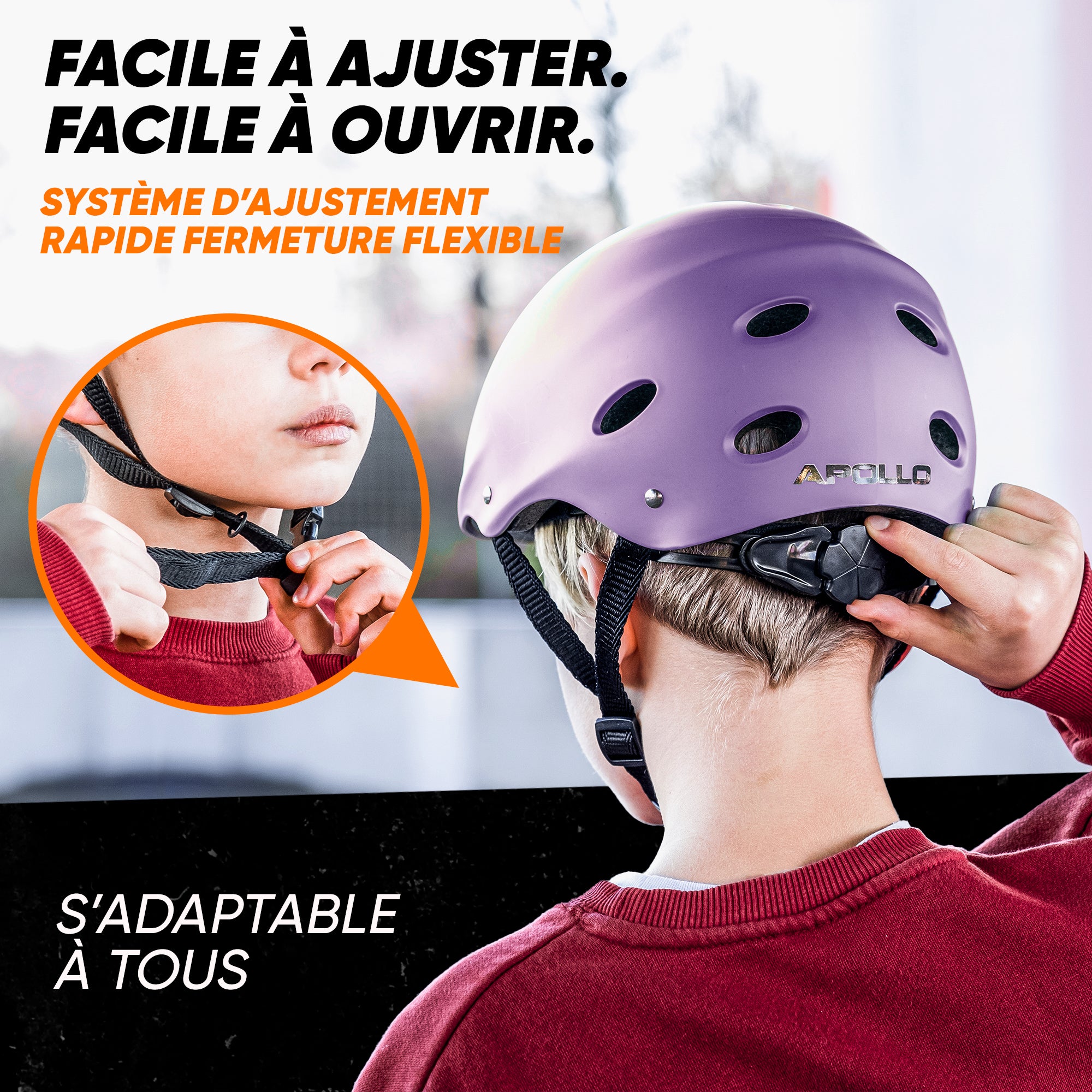 Apollo - Casque réglable pour skate et vélo - Violett (Uni)