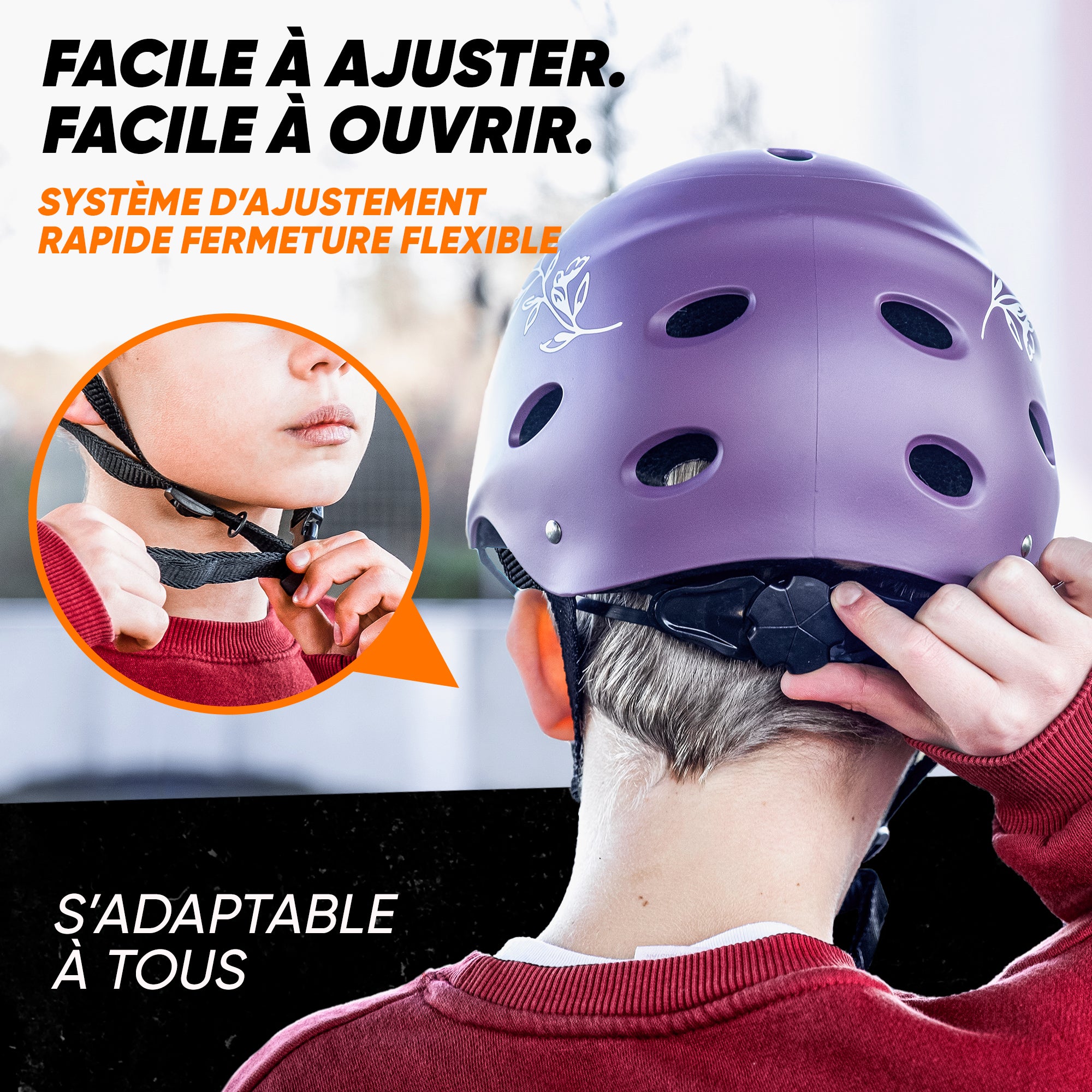Apollo - Casque réglable pour skate et vélo - Purple Flower