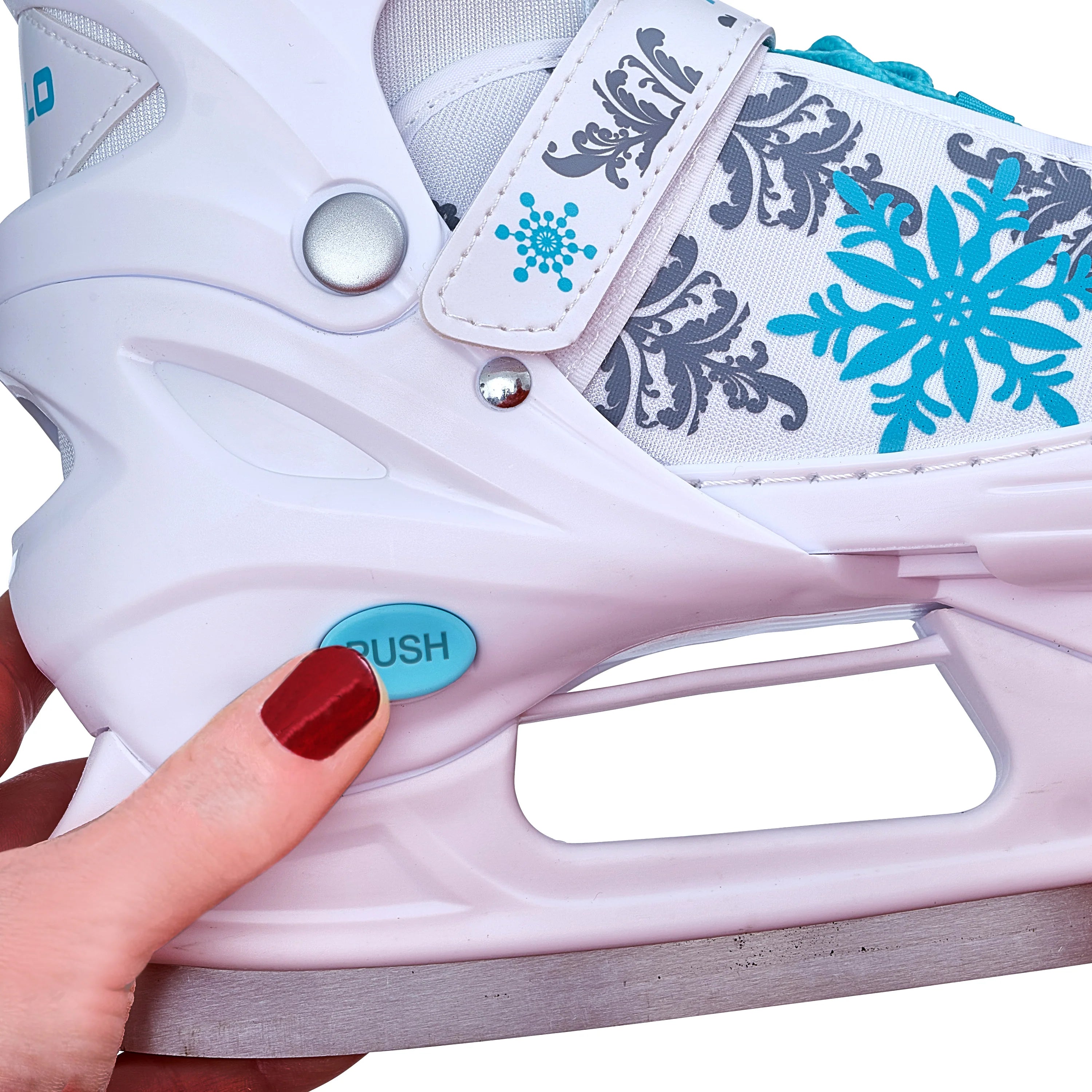 Apollo - Patins à glace femme X Pro - pointure ajustable - Blanc/Menthe - L (39-42)