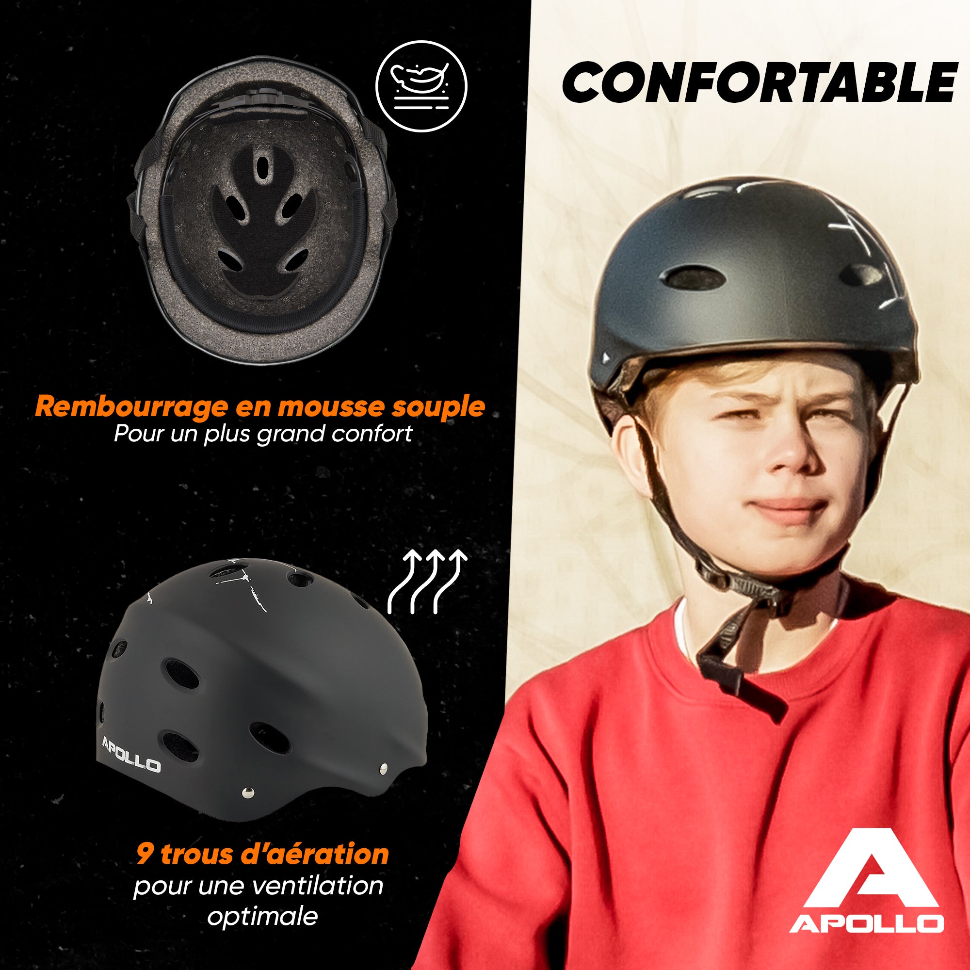 Apollo - Casque réglable pour skate et vélo - Broken