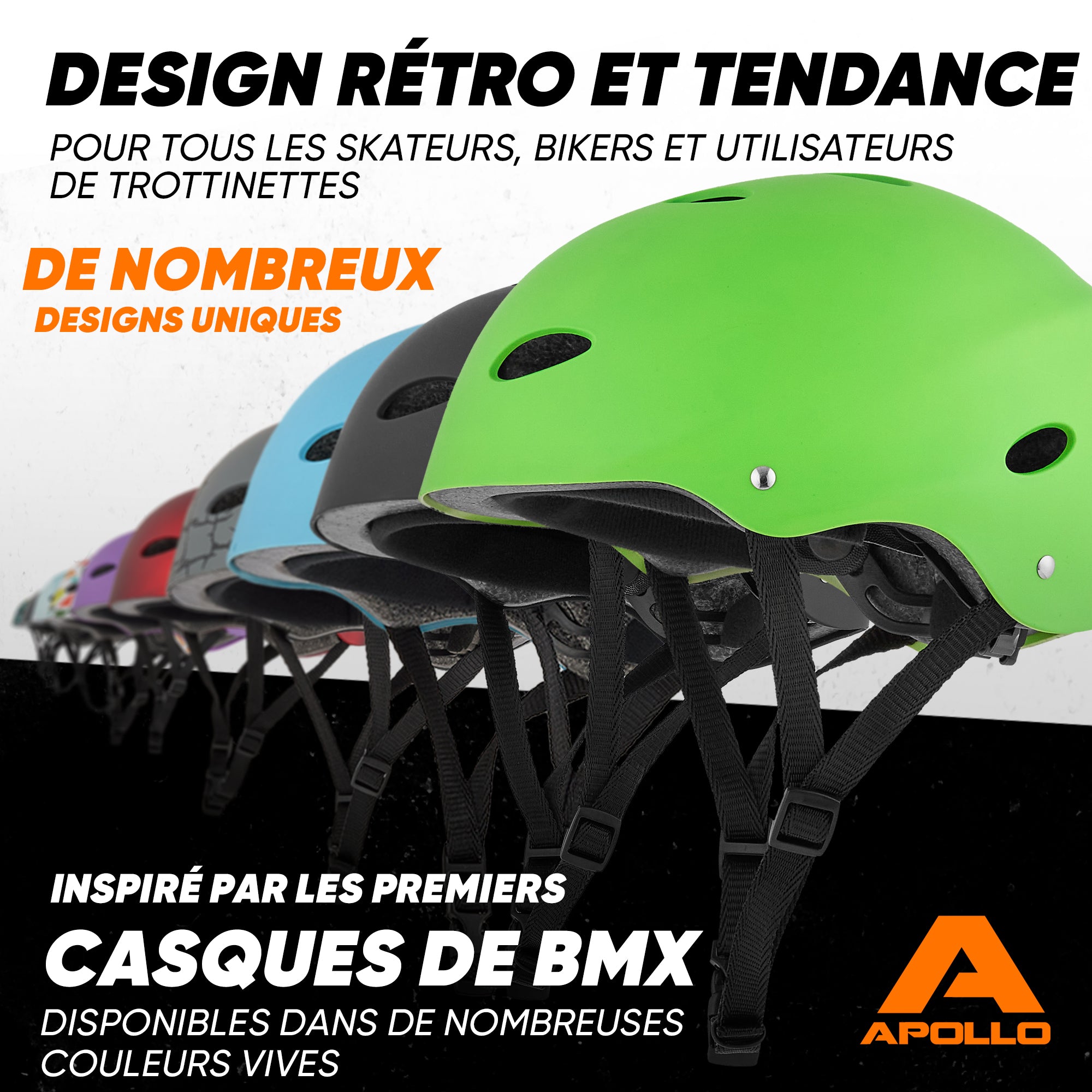 Apollo - Casque réglable pour skate et vélo - Cracked