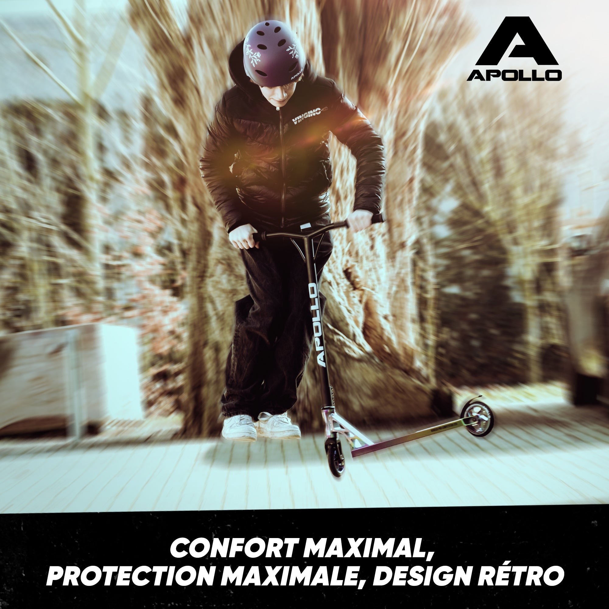 Apollo - Casque réglable pour skate et vélo - Purple Flower