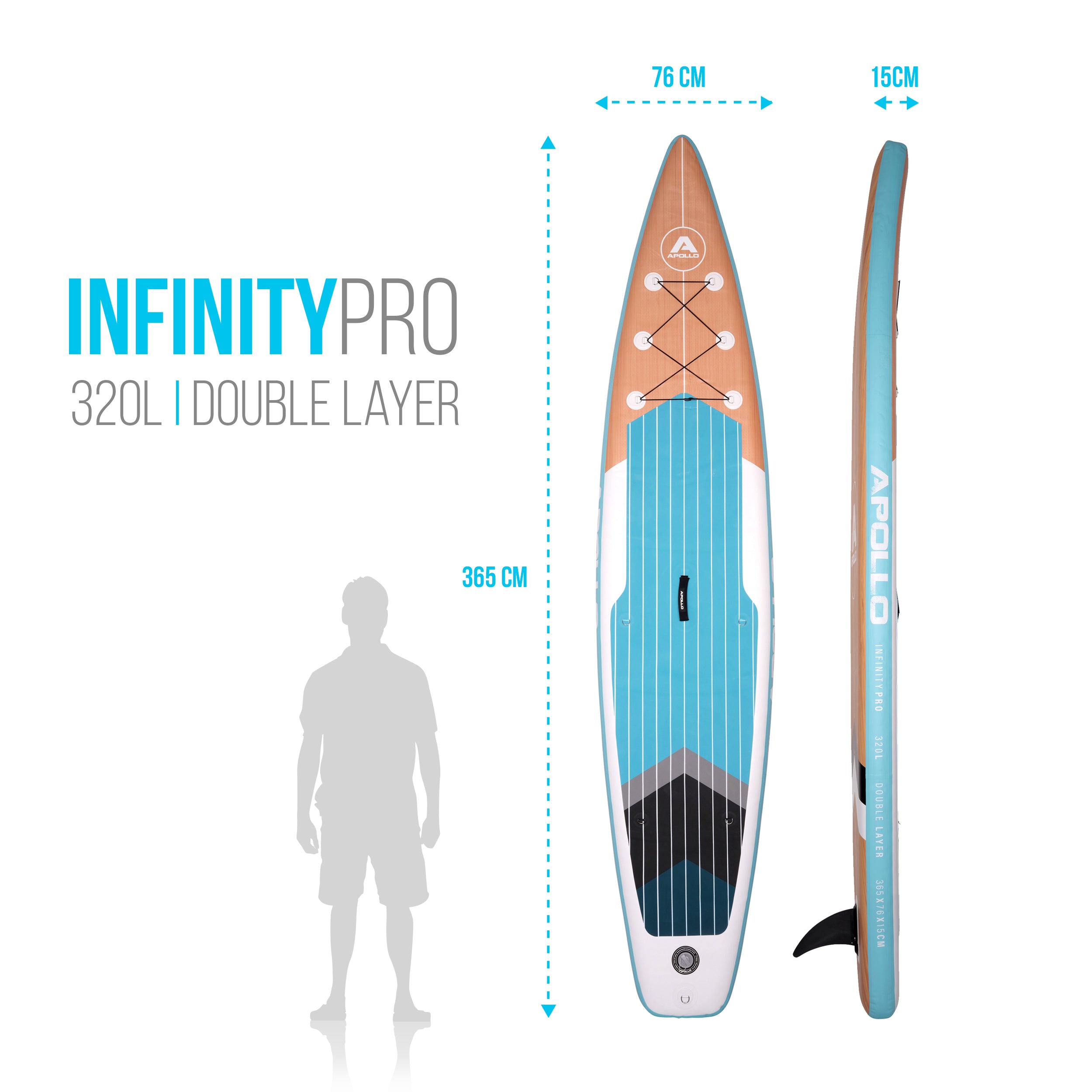 Apollo - Stand up paddle gonflable – ensemble complet - Infinity Pro - 3,65 m -