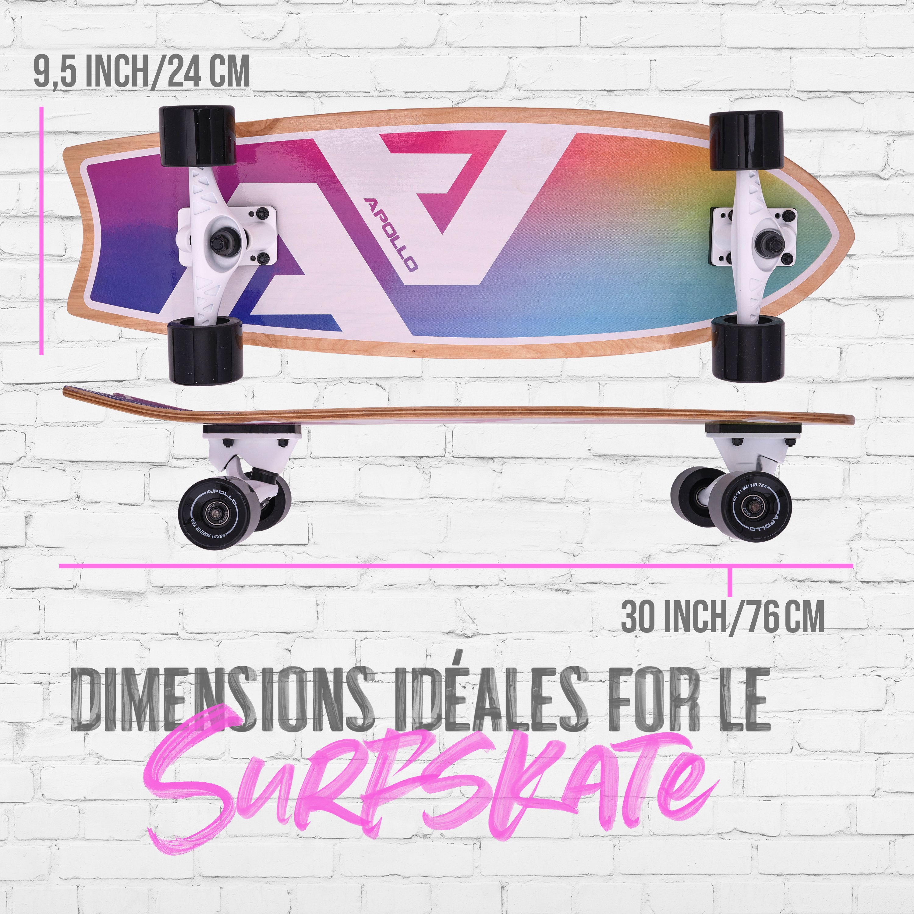 Apollo - Surf Style Skateboard - Apollo Rainbow - Apollo Rainbow