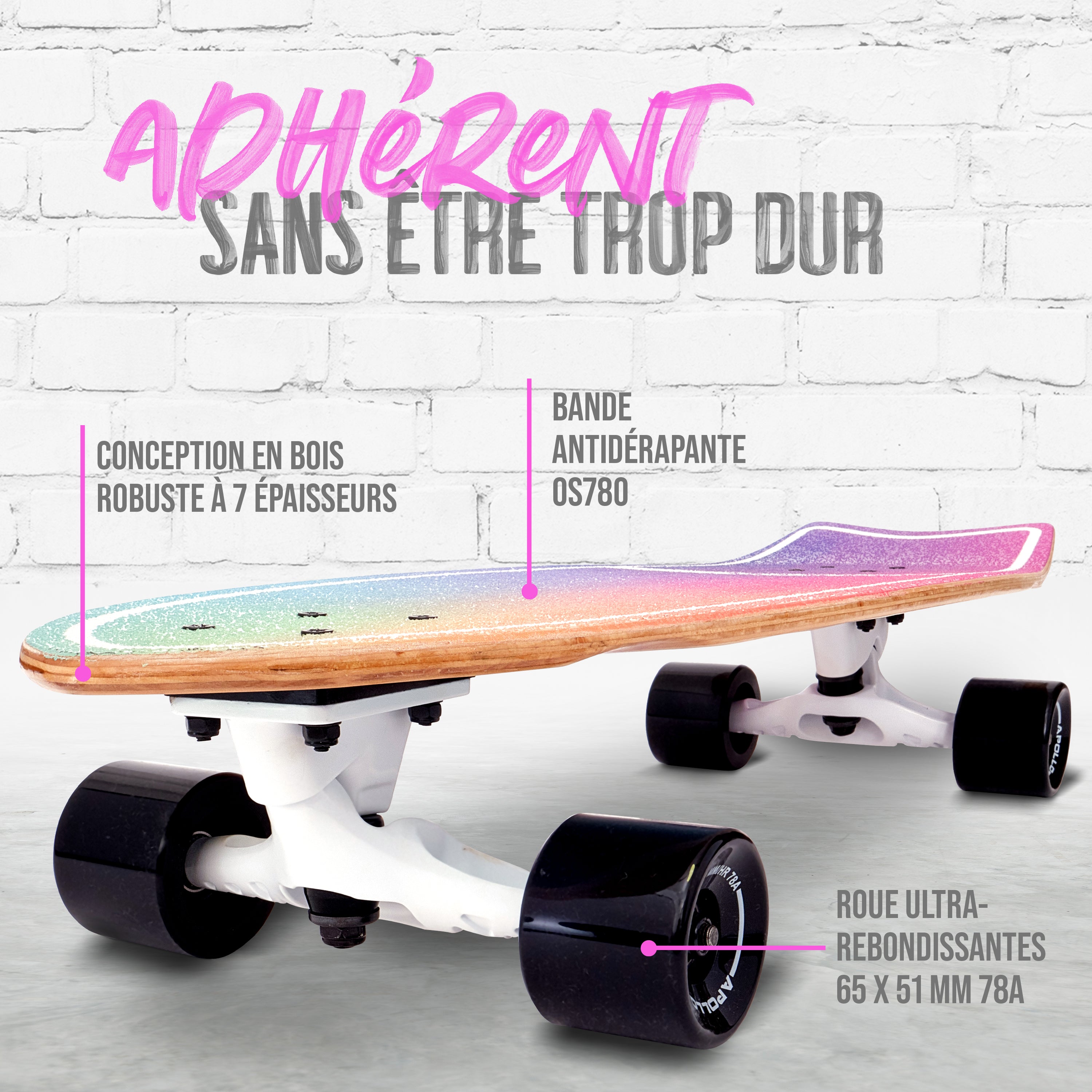 Apollo - Surf Style Skateboard - Apollo Rainbow - Apollo Rainbow