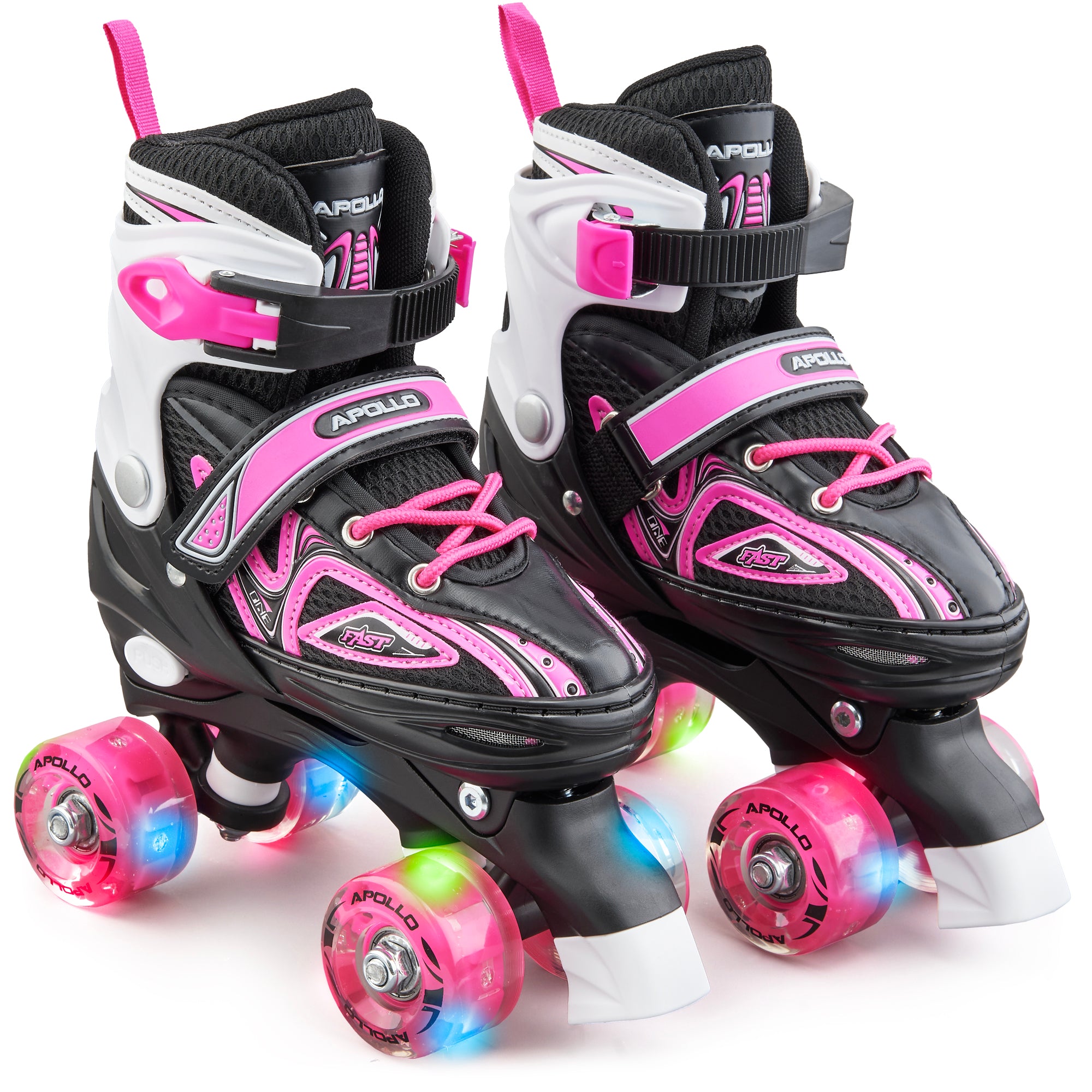 Apollo - Super Quad X Pro - Patins à roulettes LED pour enfants et adolescents - Rose - L (39-42)