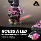 Apollo - Super Quad X Pro - Patins à roulettes LED pour enfants et adolescents - Rose - L (39-42)