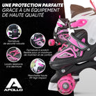 Apollo - Super Quad X Pro - Patins à roulettes LED pour enfants et adolescents - Rose - L (39-42)