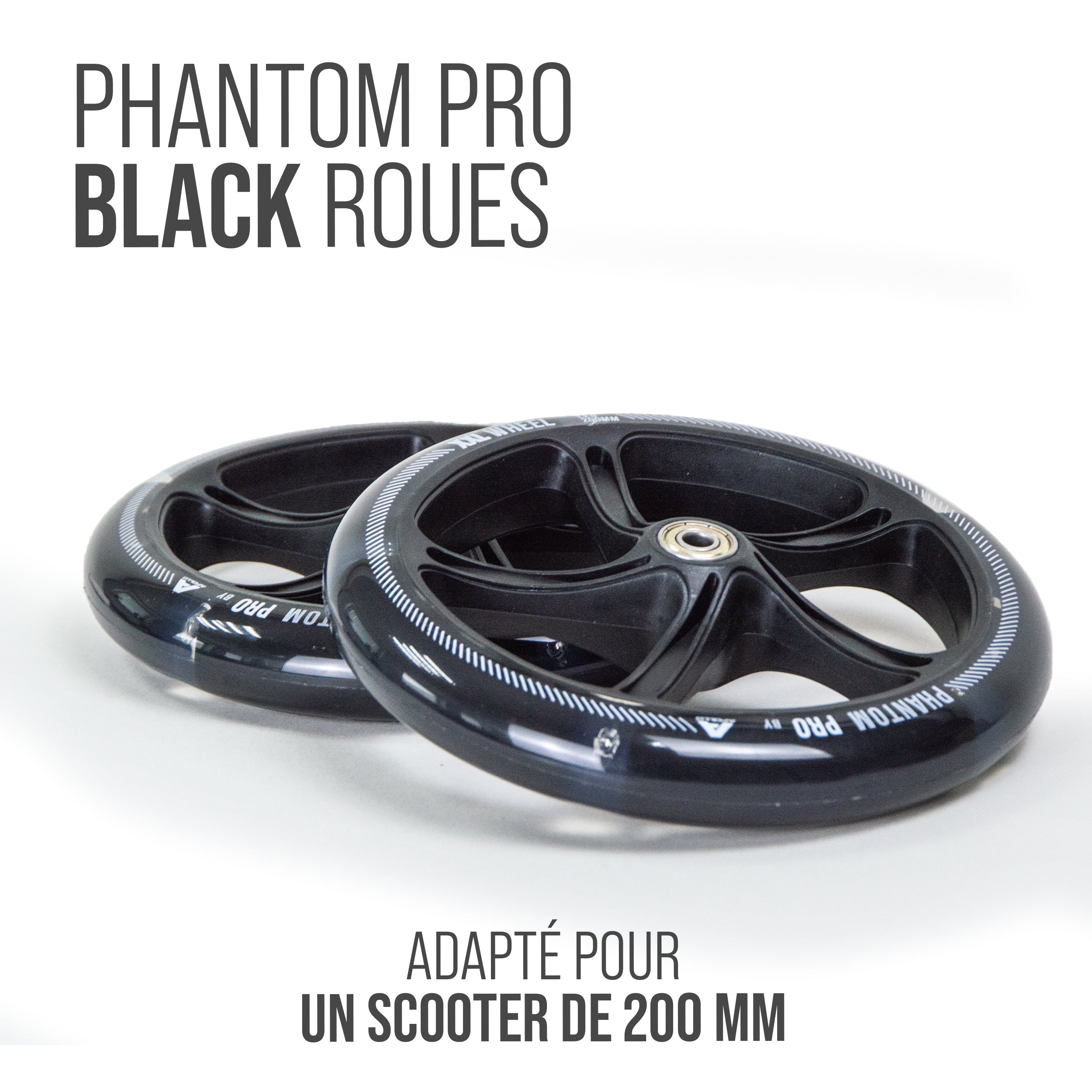 Apollo - 200 MM JEU DE ROUES DE RECHANGE POUR TROTTINETTE DE VILLE - PHANTOM / SPECTRE - LED Schwarz Transparent