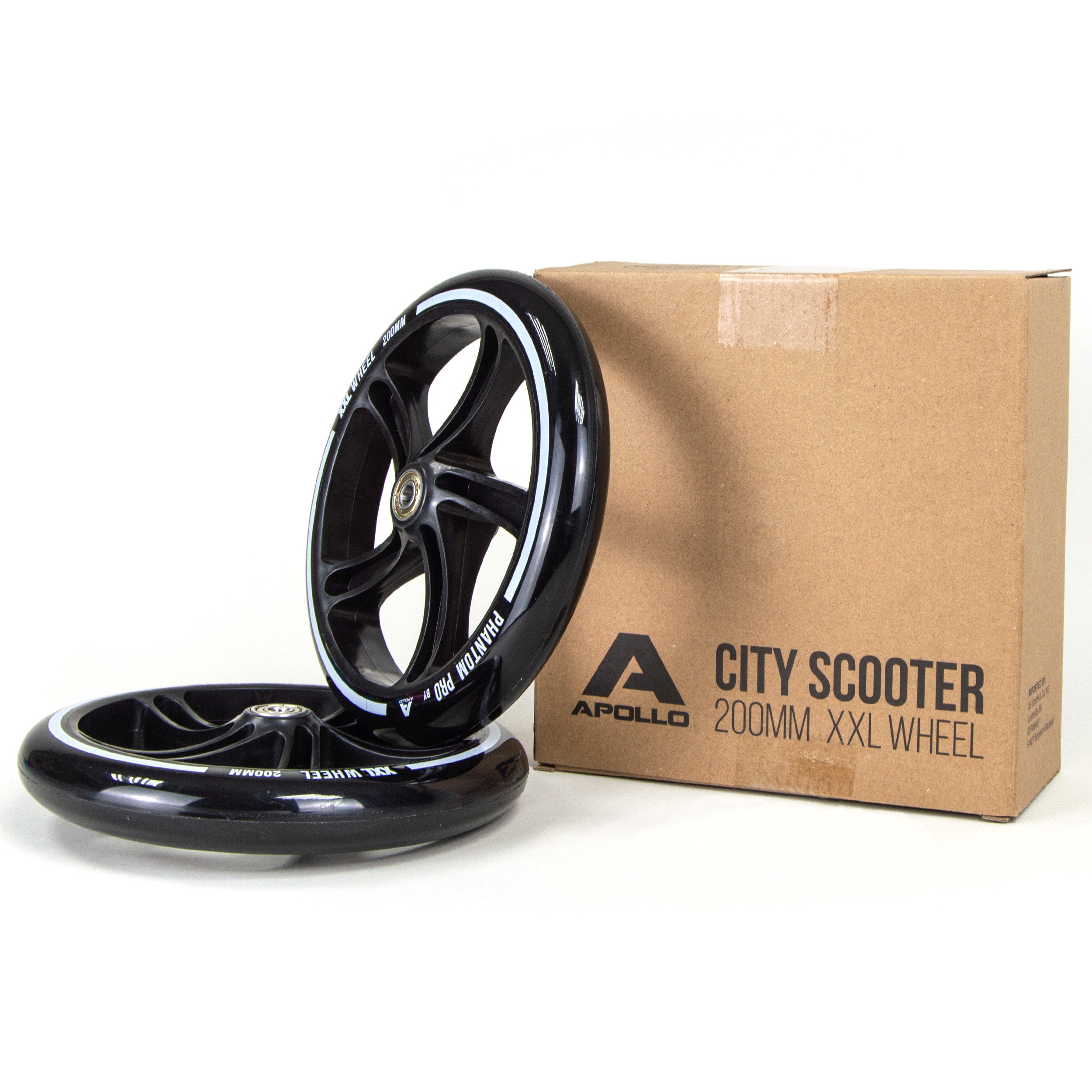 Apollo - 200 MM JEU DE ROUES DE RECHANGE POUR TROTTINETTE DE VILLE - PHANTOM / SPECTRE - Schwarz Schwarz