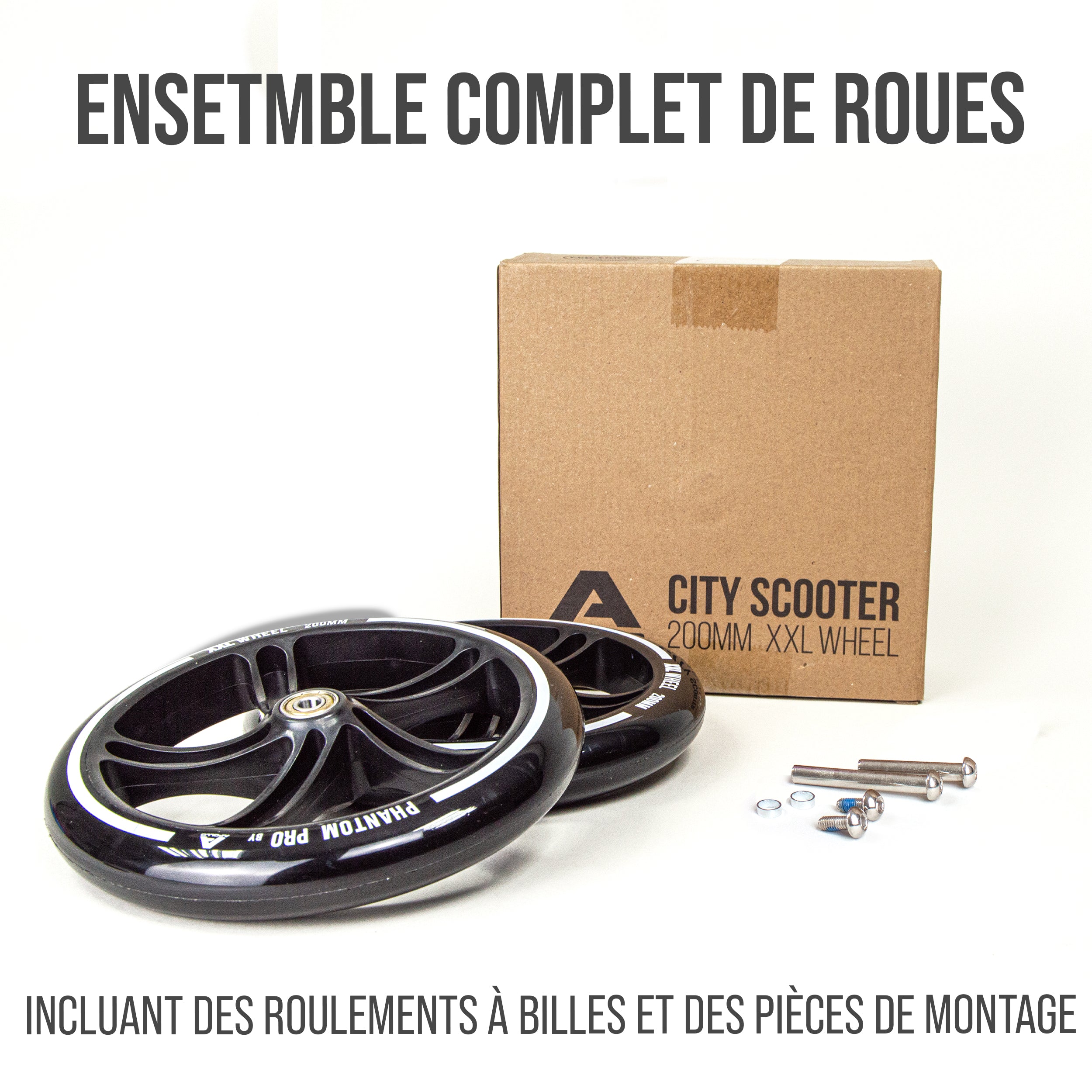 Apollo - 200 MM JEU DE ROUES DE RECHANGE POUR TROTTINETTE DE VILLE - PHANTOM / SPECTRE - Schwarz Schwarz