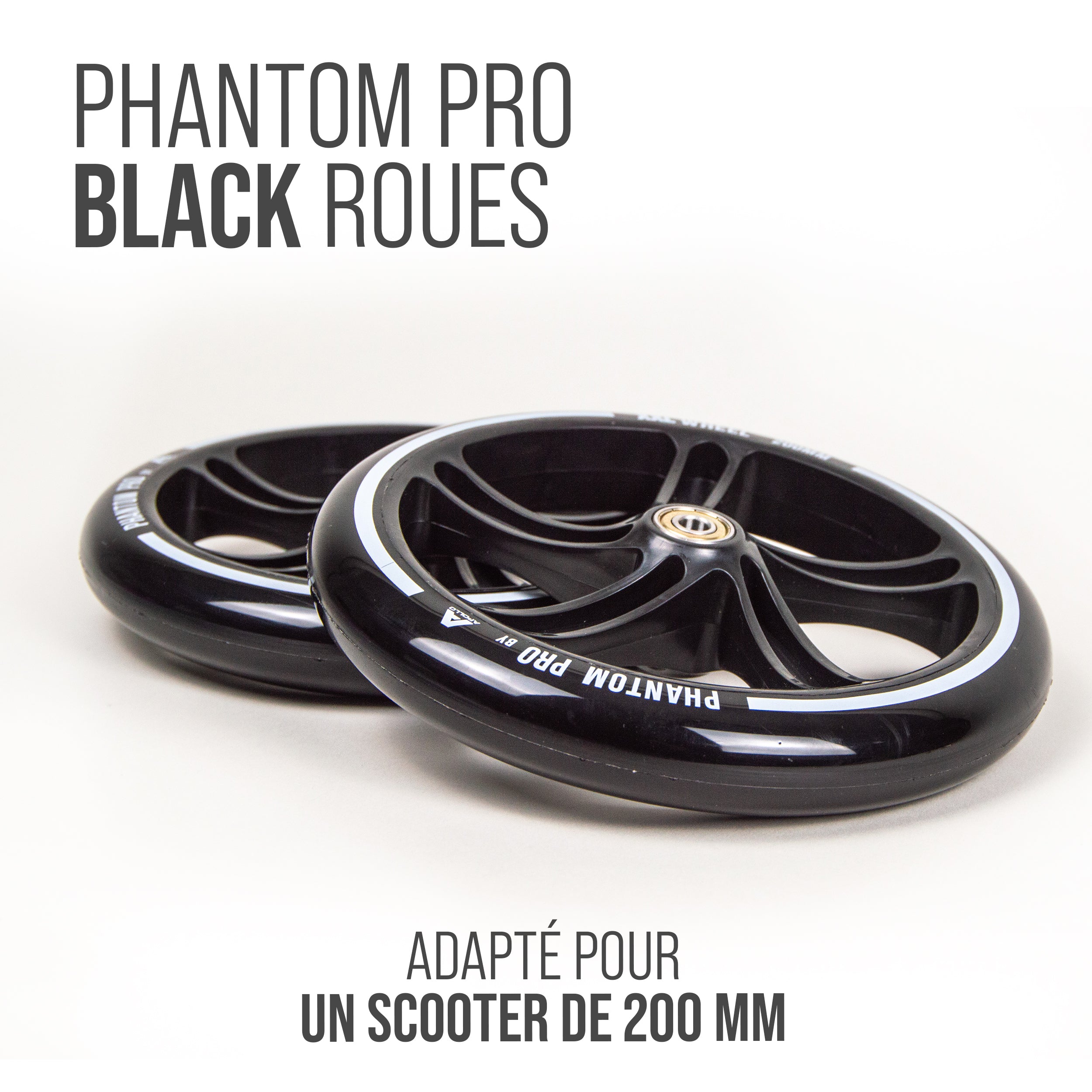 Apollo - 200 MM JEU DE ROUES DE RECHANGE POUR TROTTINETTE DE VILLE - PHANTOM / SPECTRE - Schwarz Schwarz