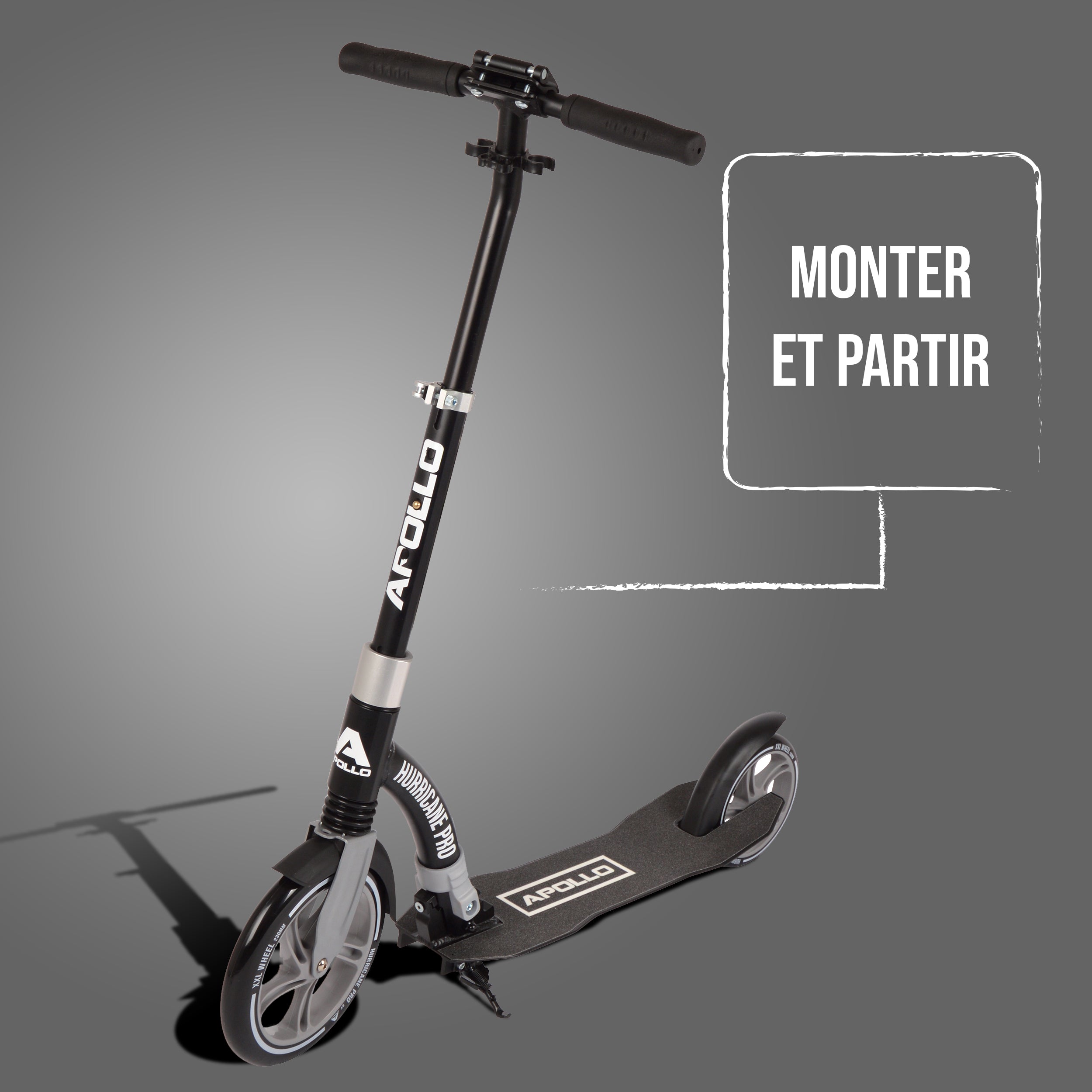 Apollo - Apollo Scooter - "Hurricane" City-Scooter avec suspension - Noir Argent